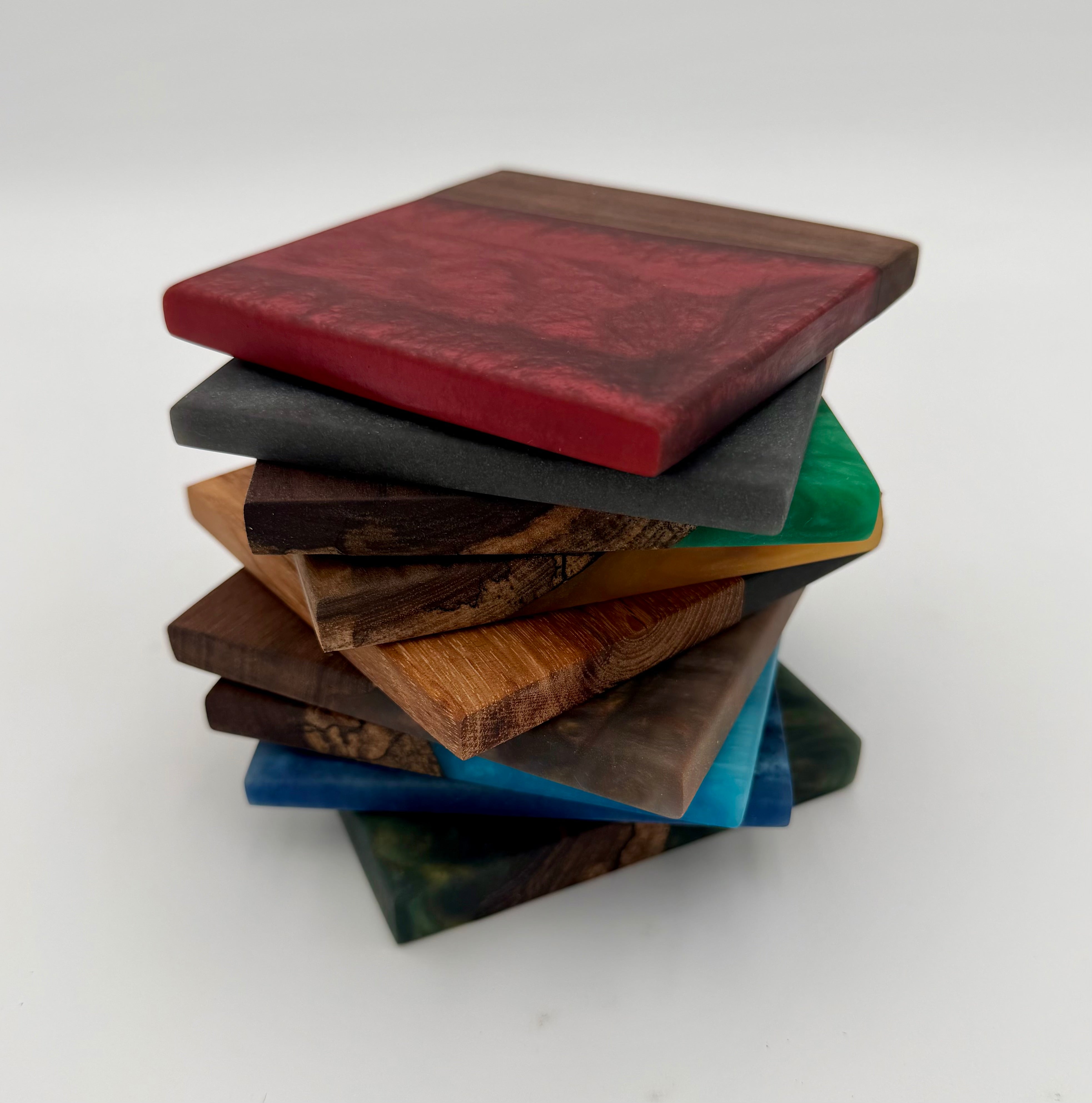 Handcrafted Live Edge Black Walnut and Resin Coasters, Set of 4