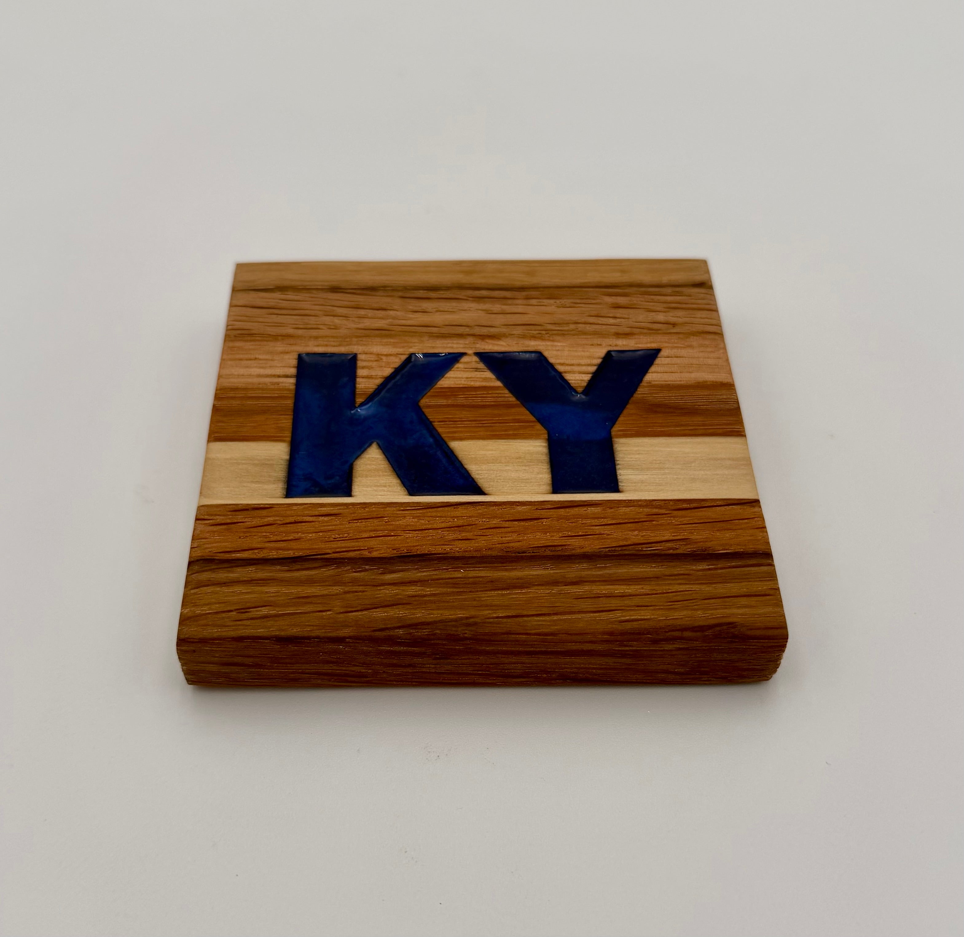 Handcrafted Reclaimed Tobacco Stick Coaster with Epoxy Inlay (Kentucky Designs)