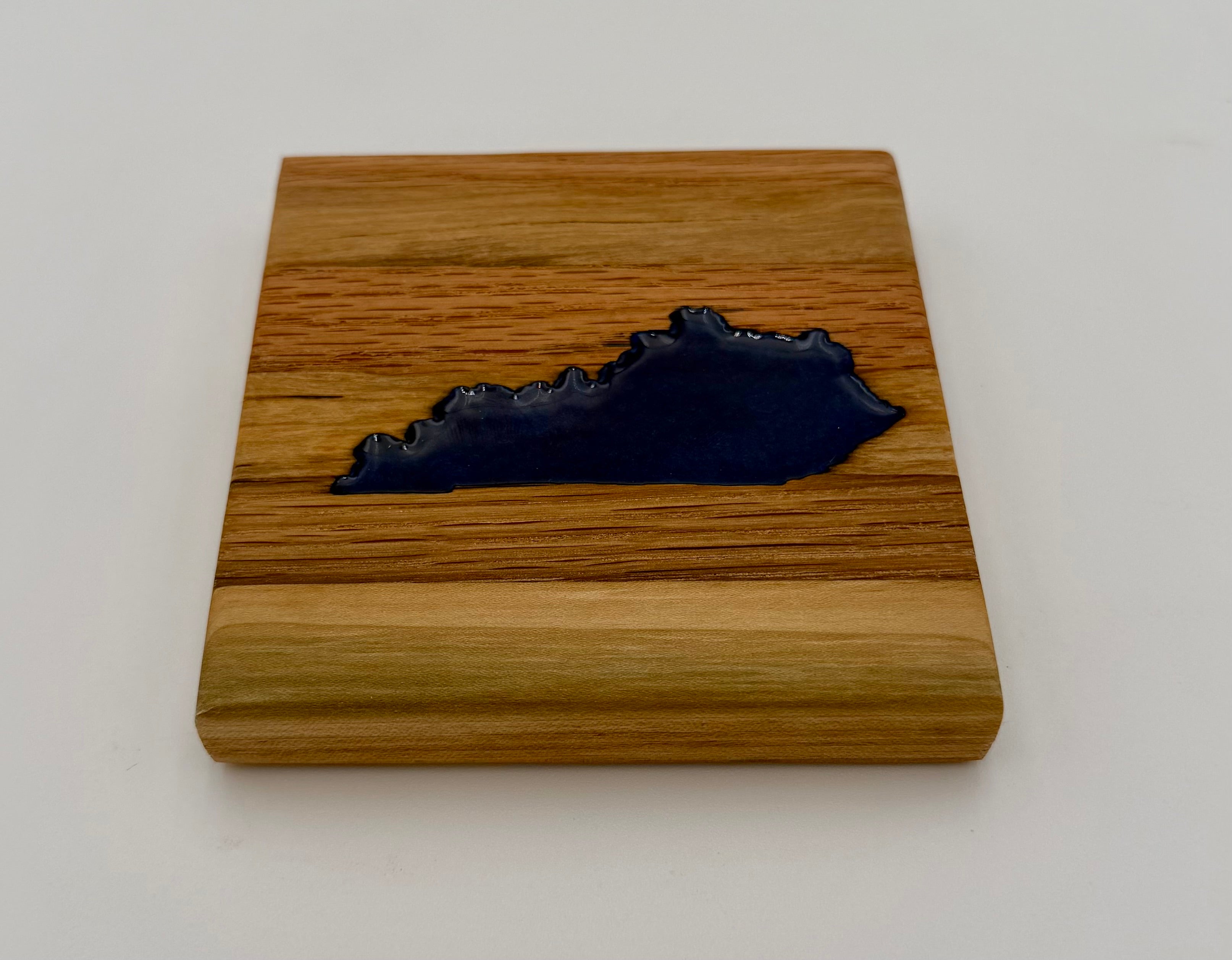 Handcrafted Reclaimed Tobacco Stick Coaster with Epoxy Inlay (Kentucky Designs)