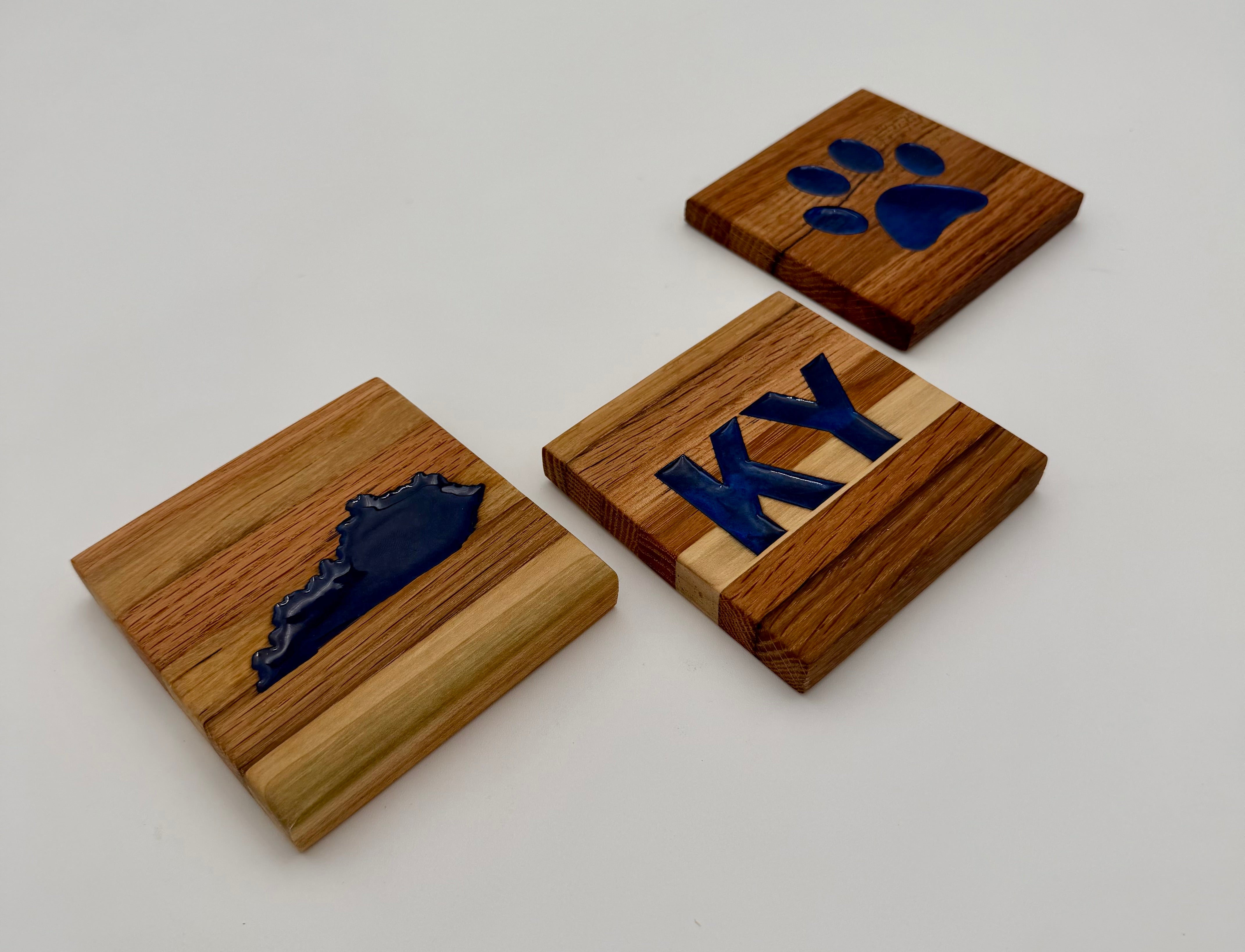 Handcrafted Reclaimed Tobacco Stick Coaster with Epoxy Inlay (Kentucky Designs)