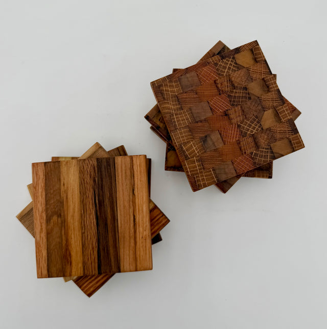 Handcrafted Reclaimed Tobacco Stick Coaster Set – End Grain & Face Grain Options