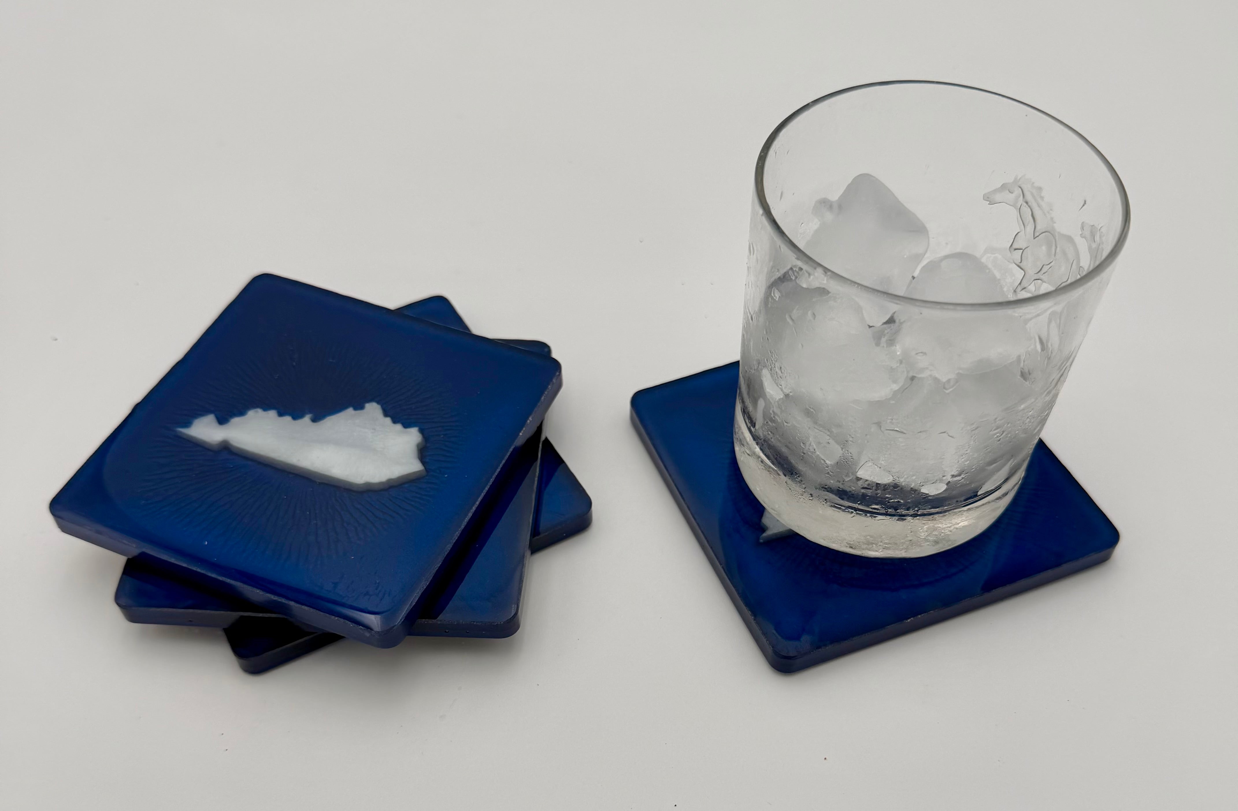 Handcrafted Kentucky State Resin Coaster Sets (Round & Square Options) Set of Four