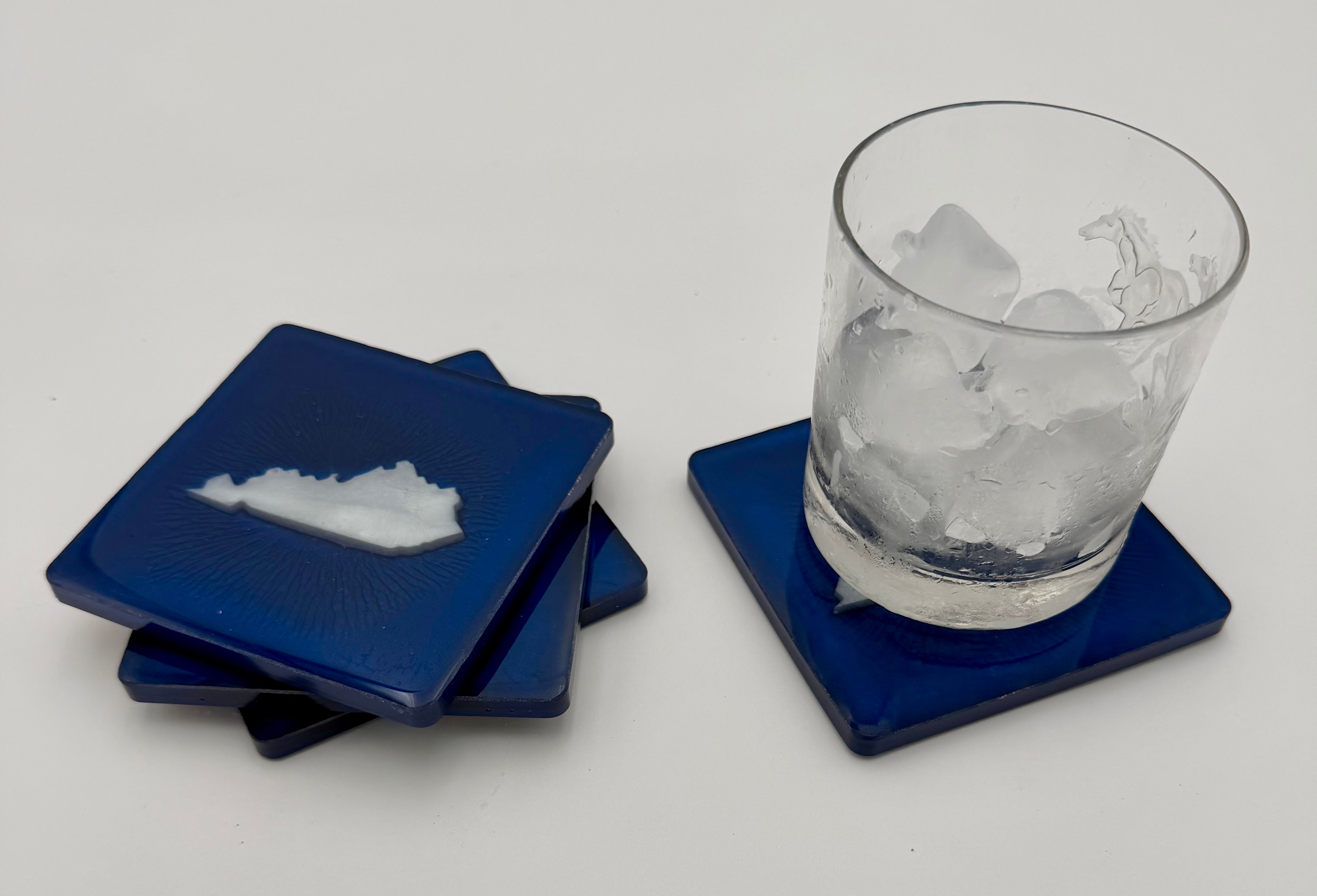 Handcrafted Kentucky State Resin Coaster Sets (Round & Square Options) Set of Four