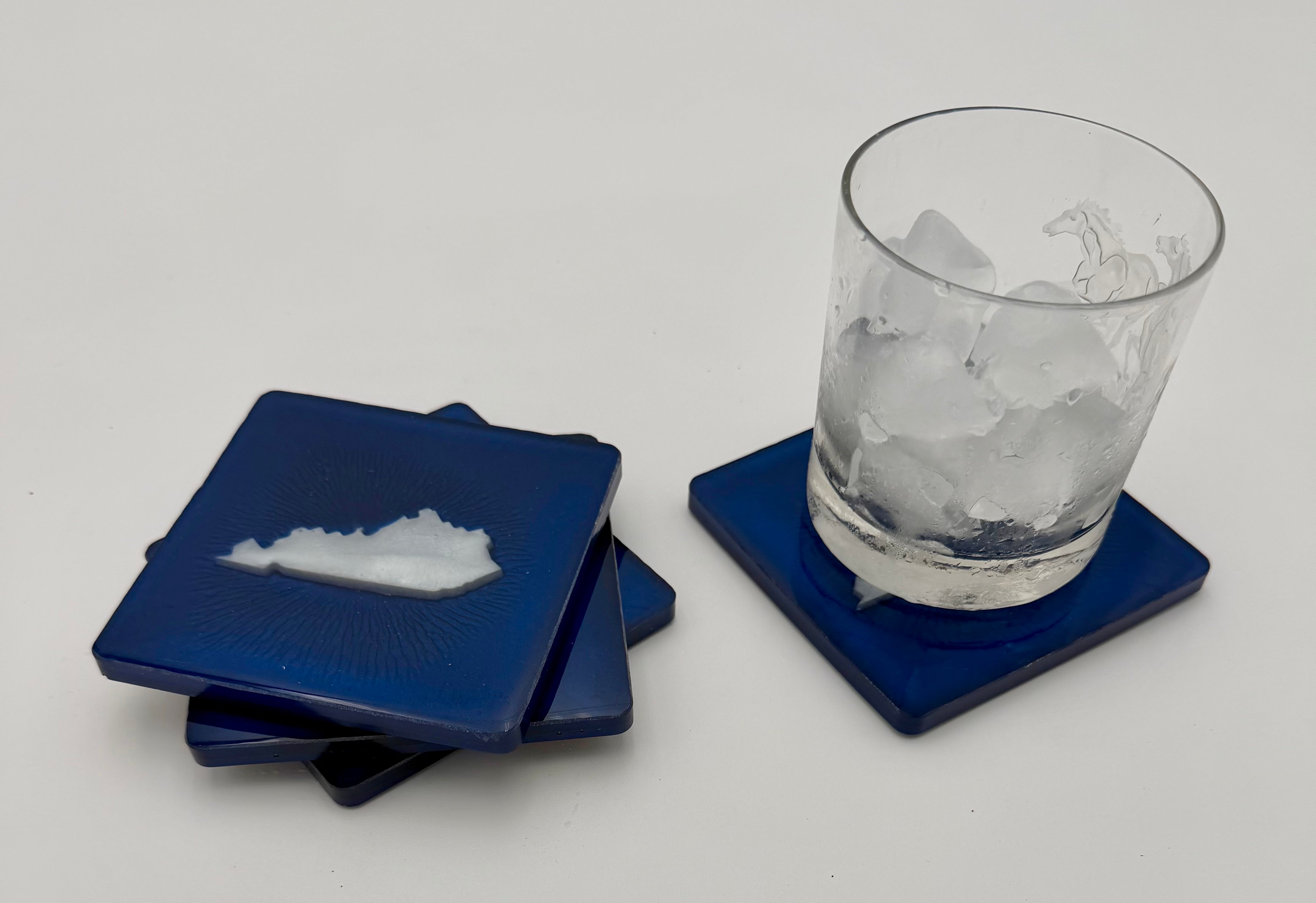 Handcrafted Kentucky State Resin Coaster Sets (Round & Square Options) Set of Four
