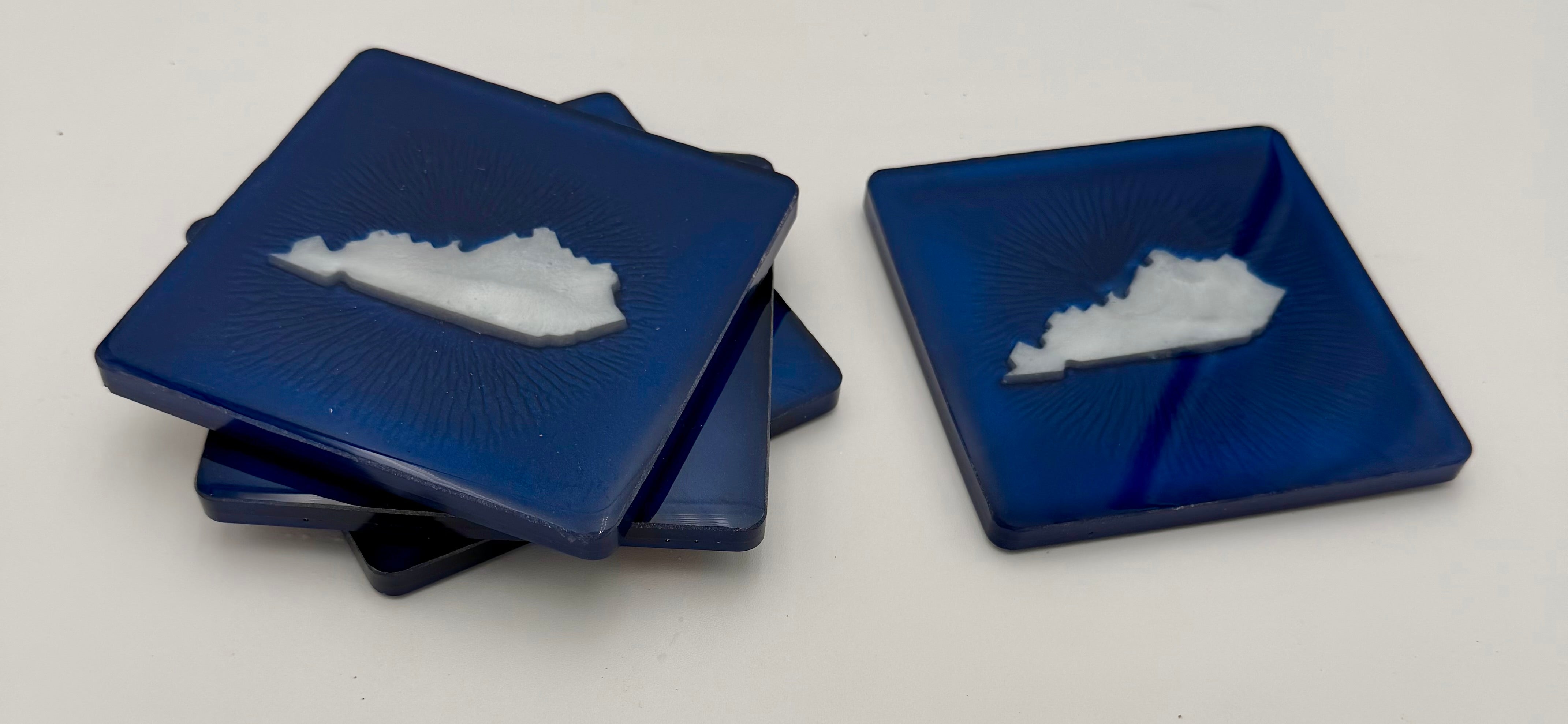 Handcrafted Kentucky State Resin Coaster Sets (Round & Square Options) Set of Four