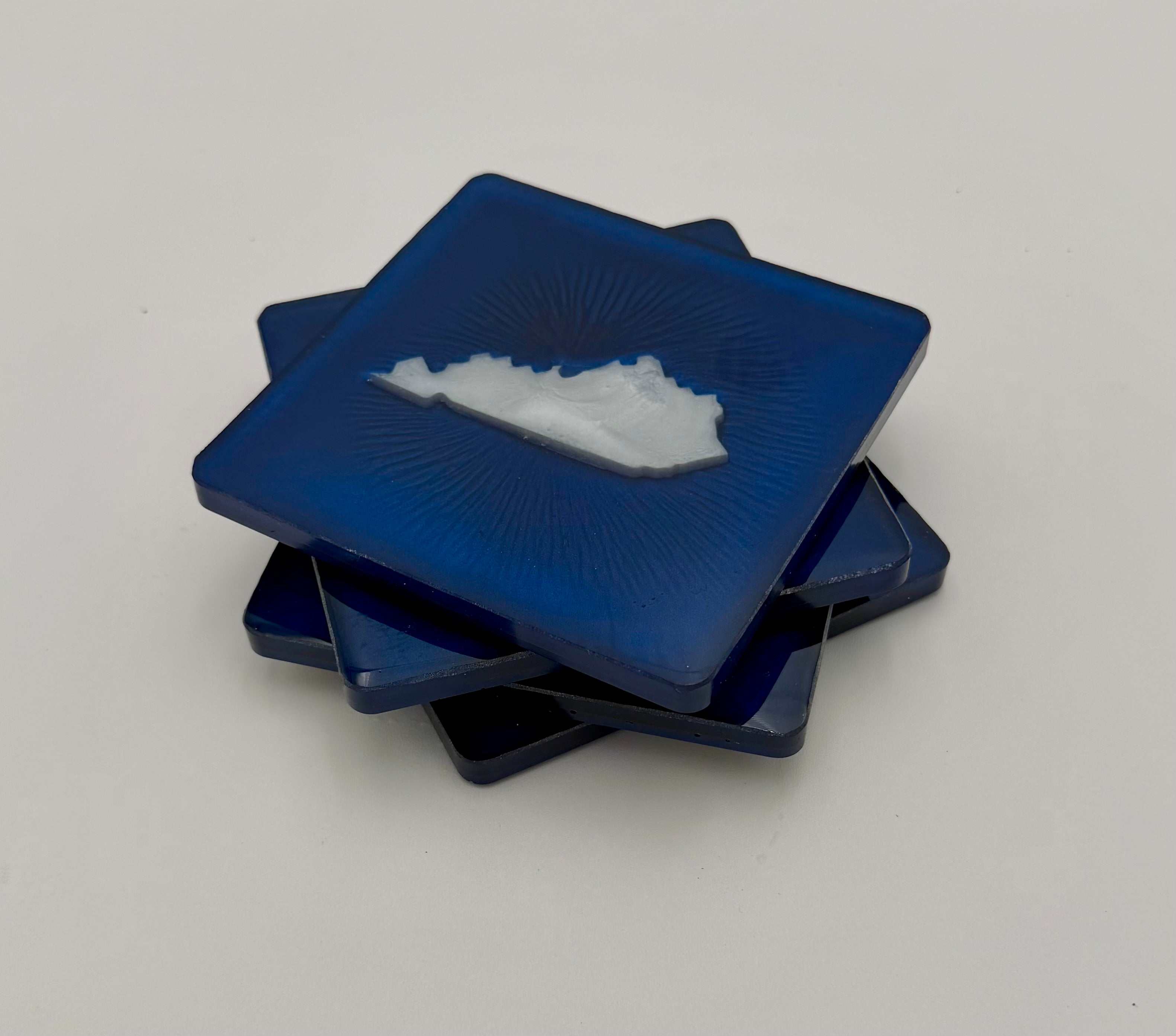 Handcrafted Kentucky State Resin Coaster Sets (Round & Square Options) Set of Four