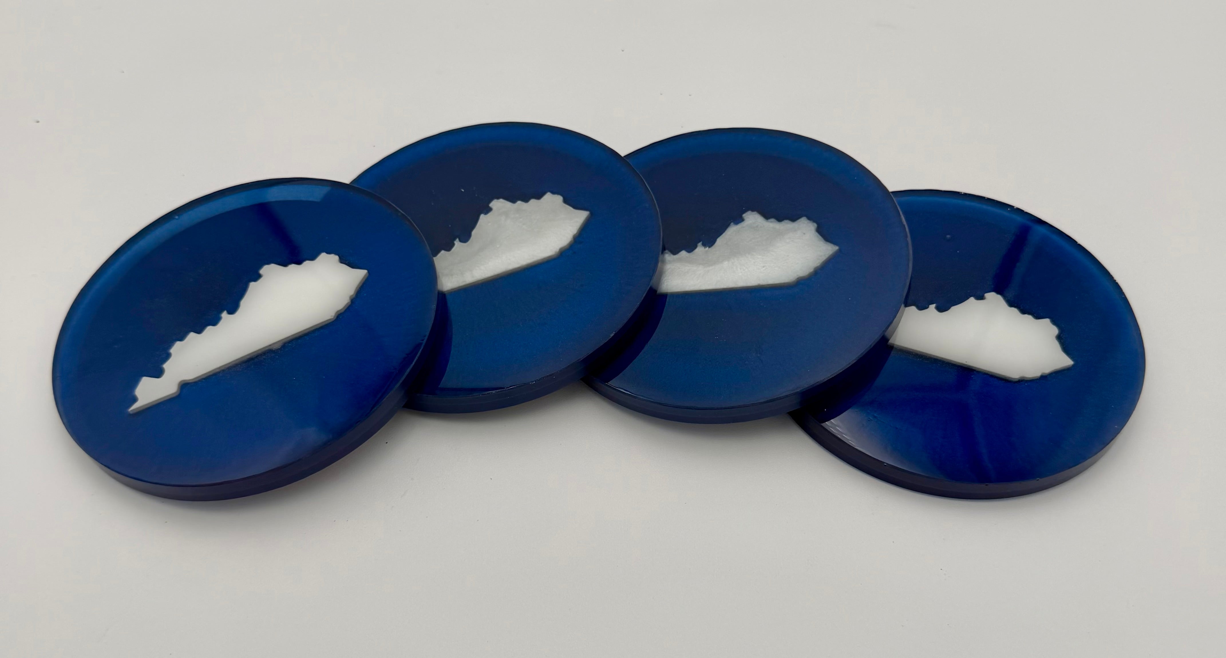 Handcrafted Kentucky State Resin Coaster Sets (Round & Square Options) Set of Four