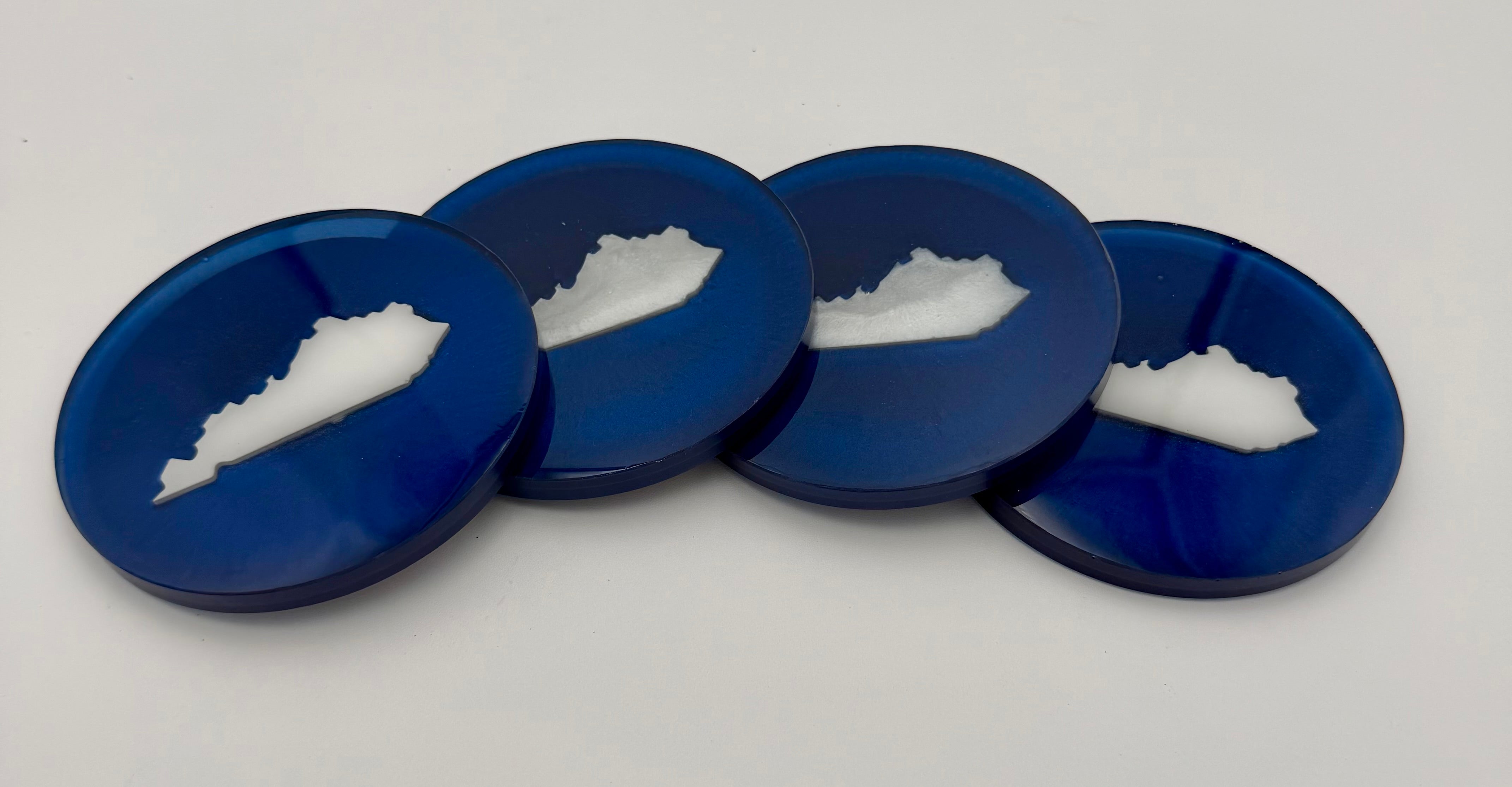 Handcrafted Kentucky State Resin Coaster Sets (Round & Square Options) Set of Four