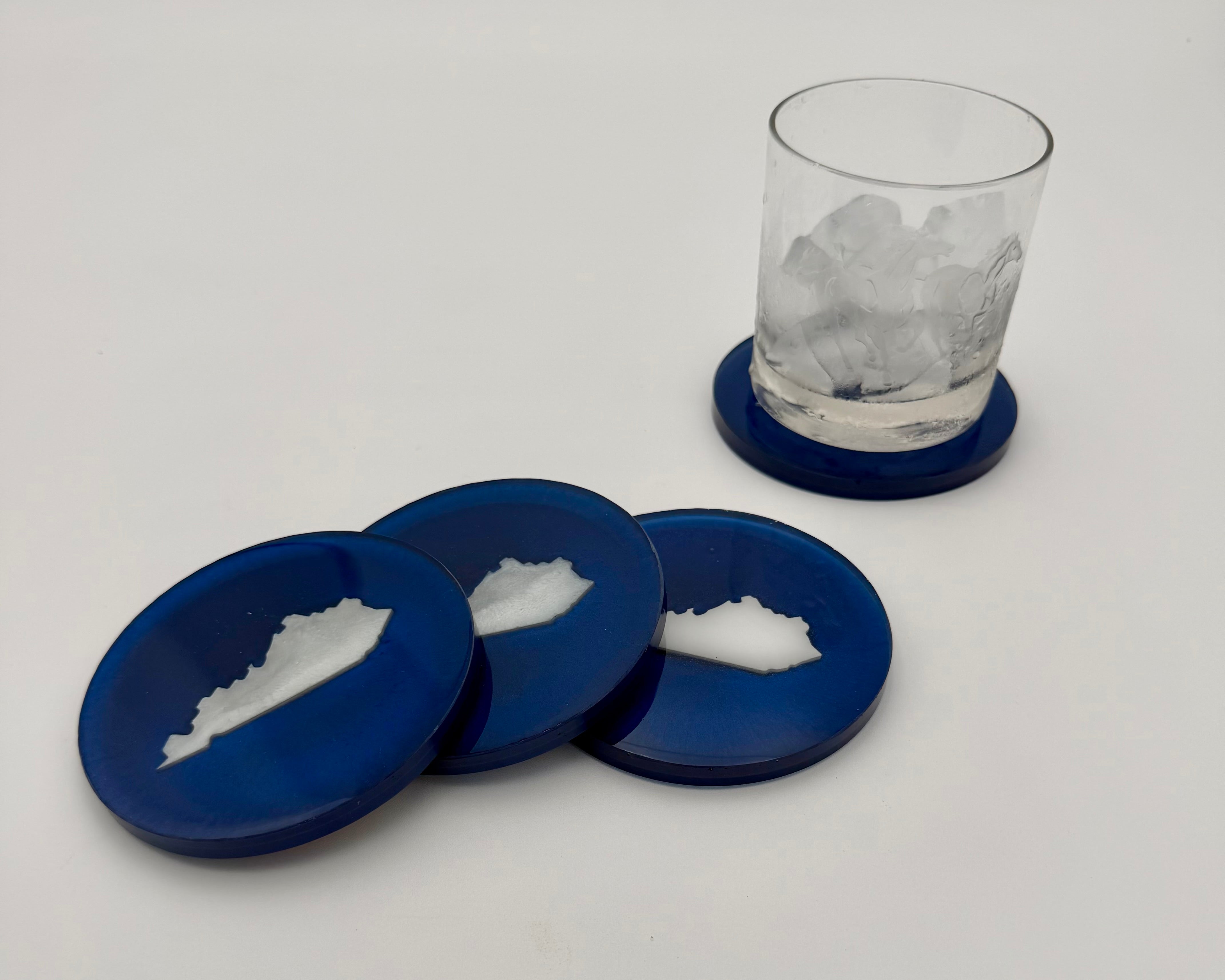 Handcrafted Kentucky State Resin Coaster Sets (Round & Square Options) Set of Four