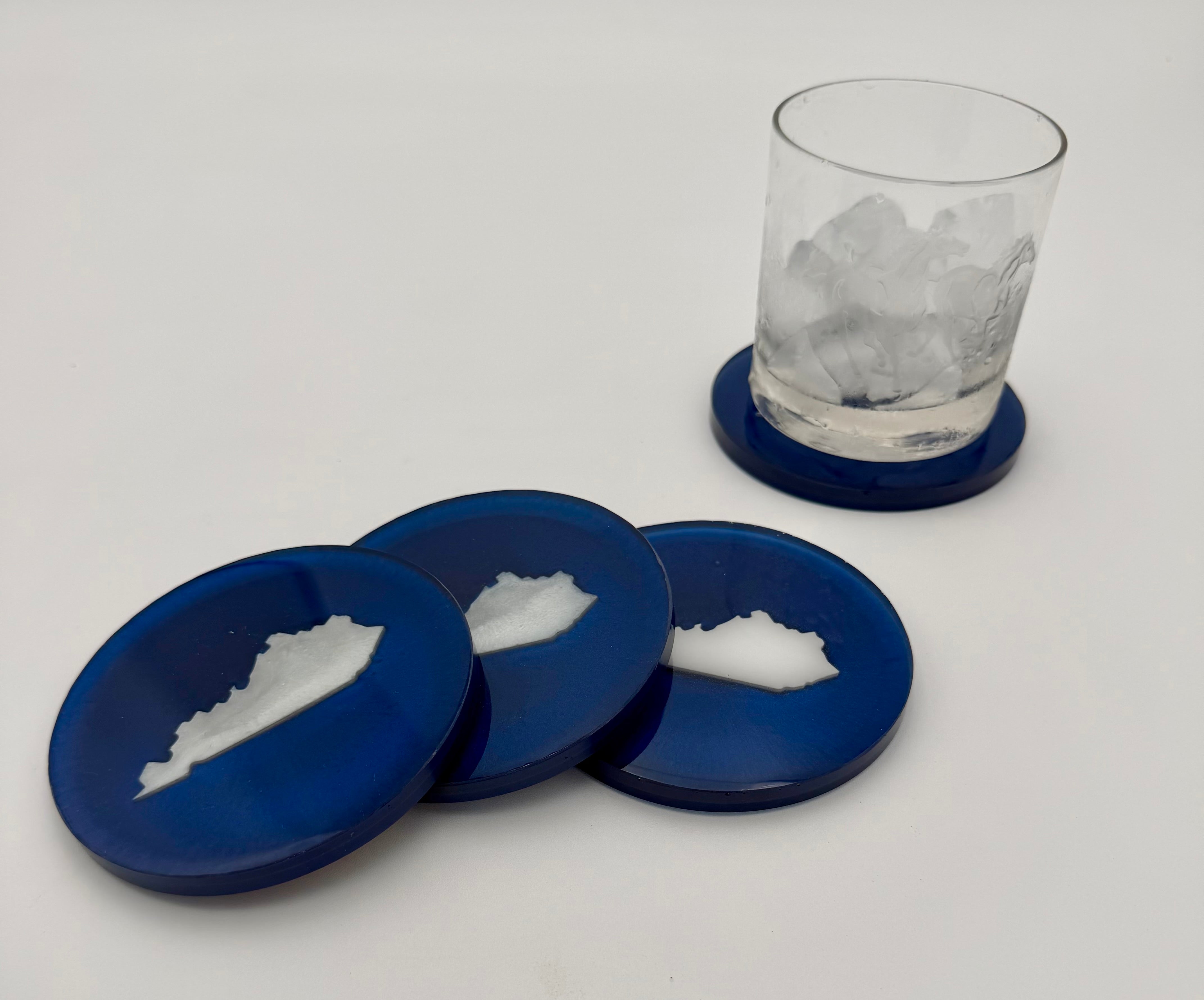 Handcrafted Kentucky State Resin Coaster Sets (Round & Square Options) Set of Four