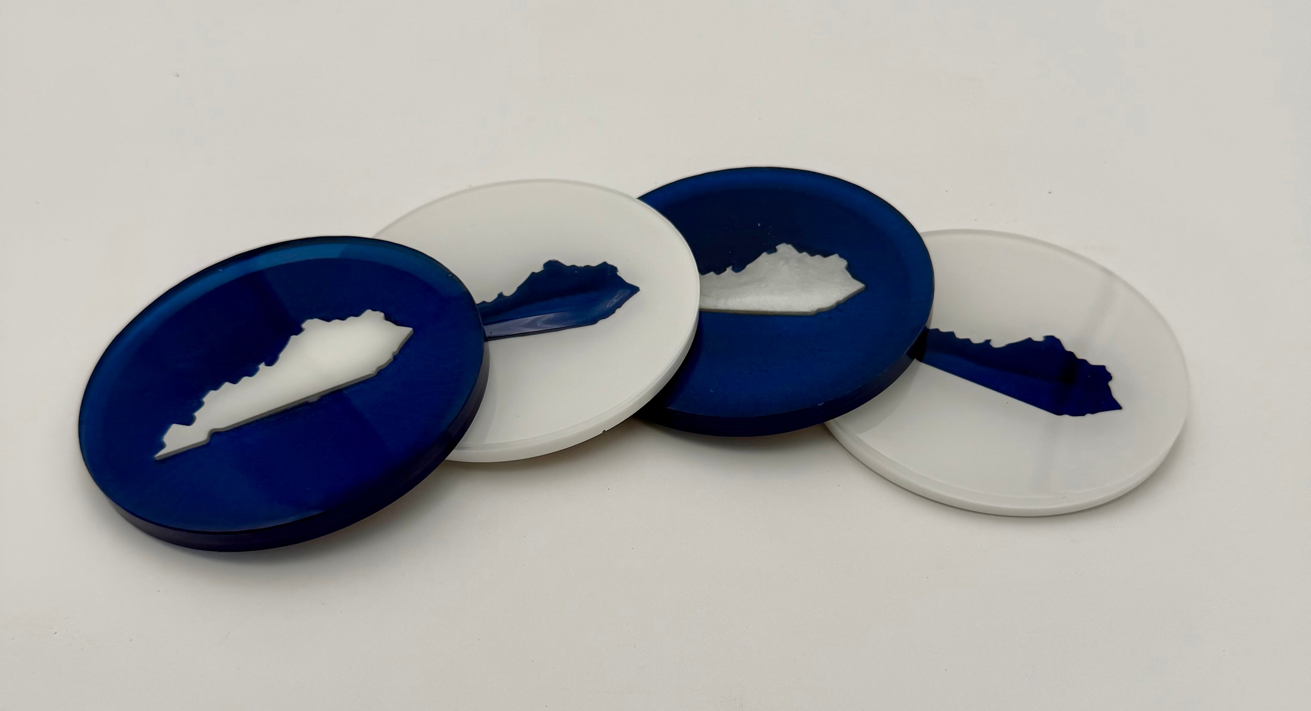 Handcrafted Kentucky State Resin Coaster Sets (Round & Square Options) Set of Four