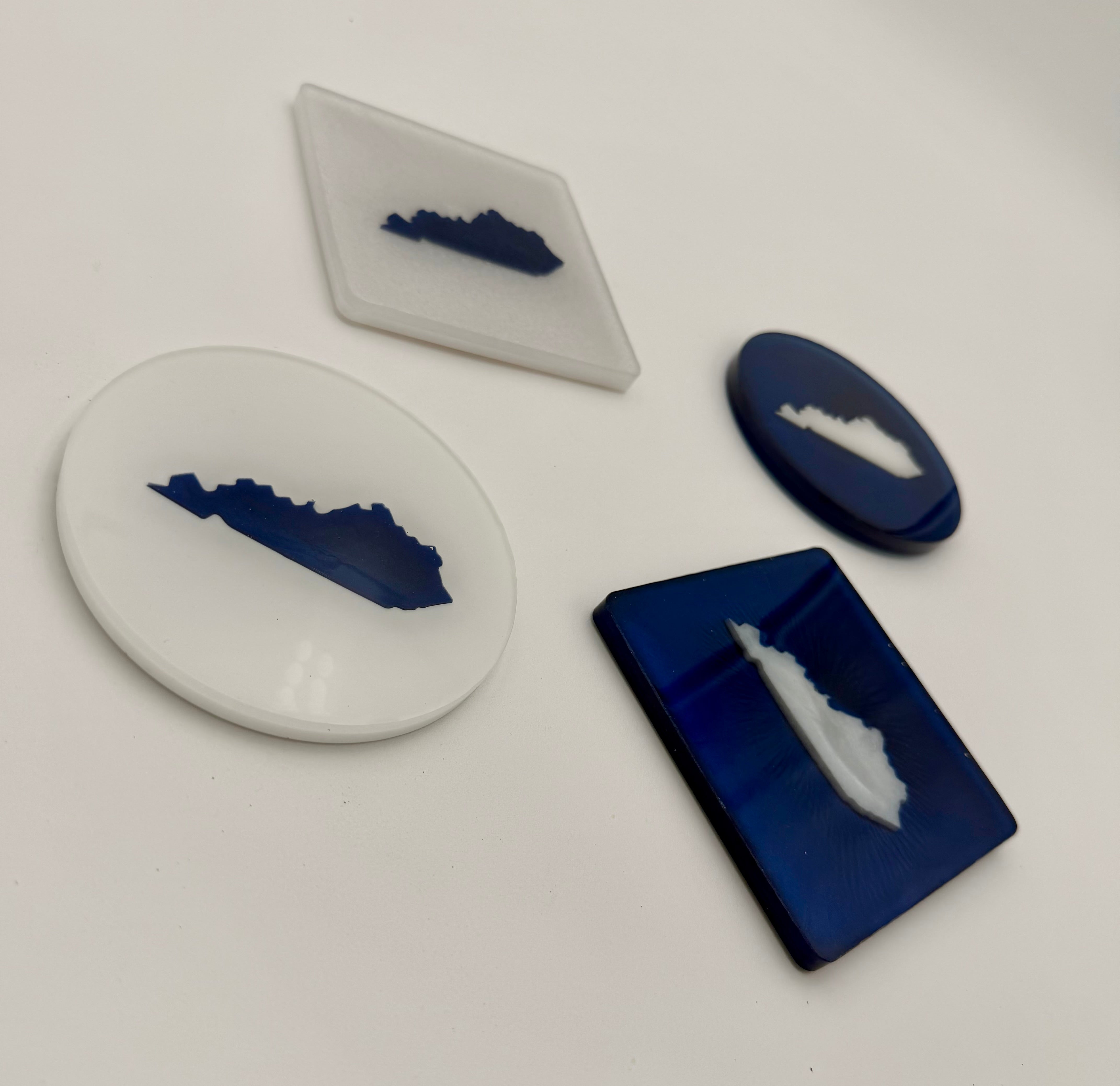 Handcrafted Kentucky State Resin Coaster Sets (Round & Square Options) Set of Four