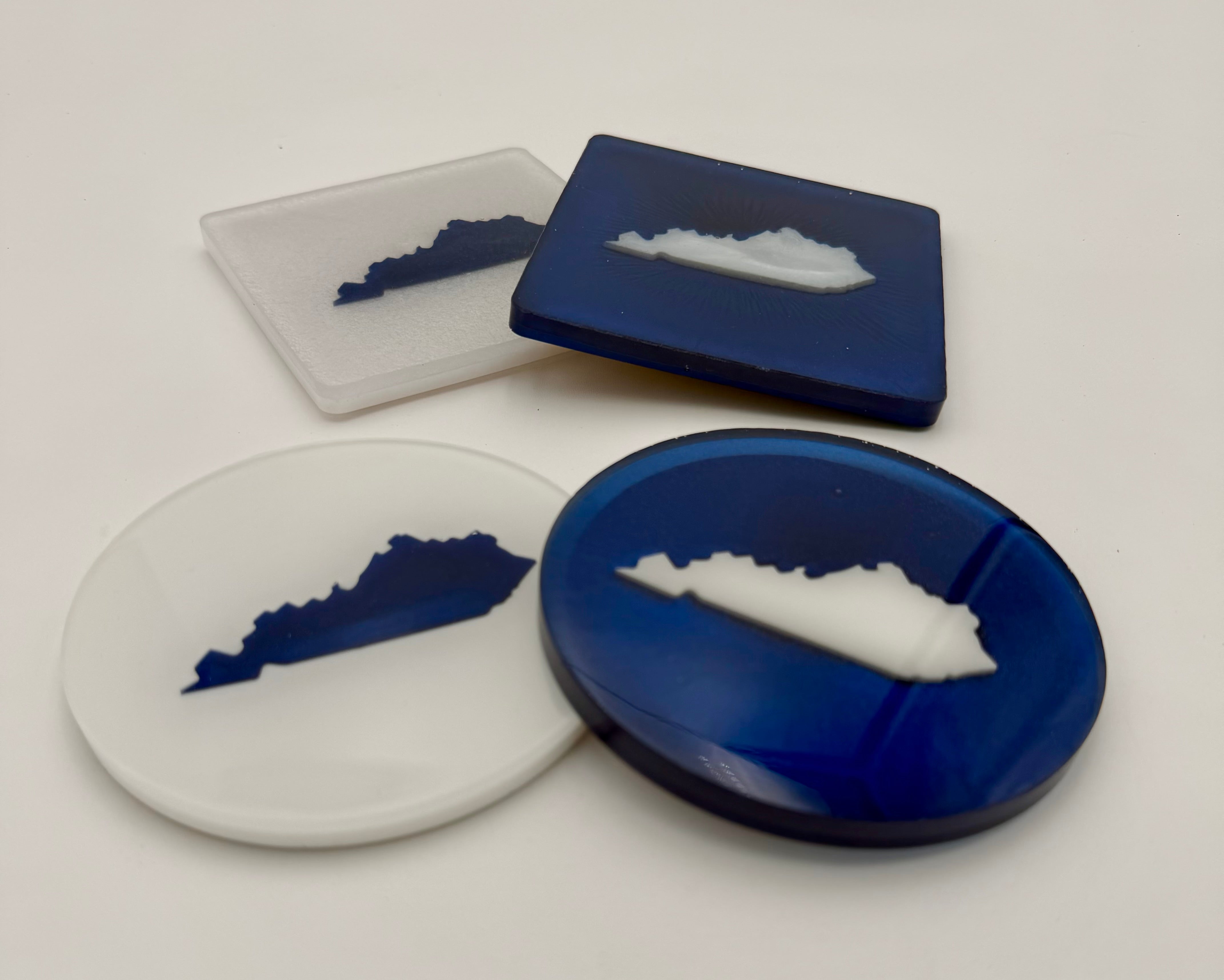 Handcrafted Kentucky State Resin Coaster Sets (Round & Square Options) Set of Four