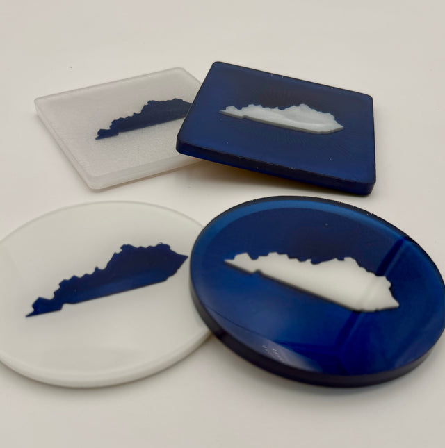 Handcrafted Kentucky State Resin Coaster Sets (Round & Square Options) Set of Four