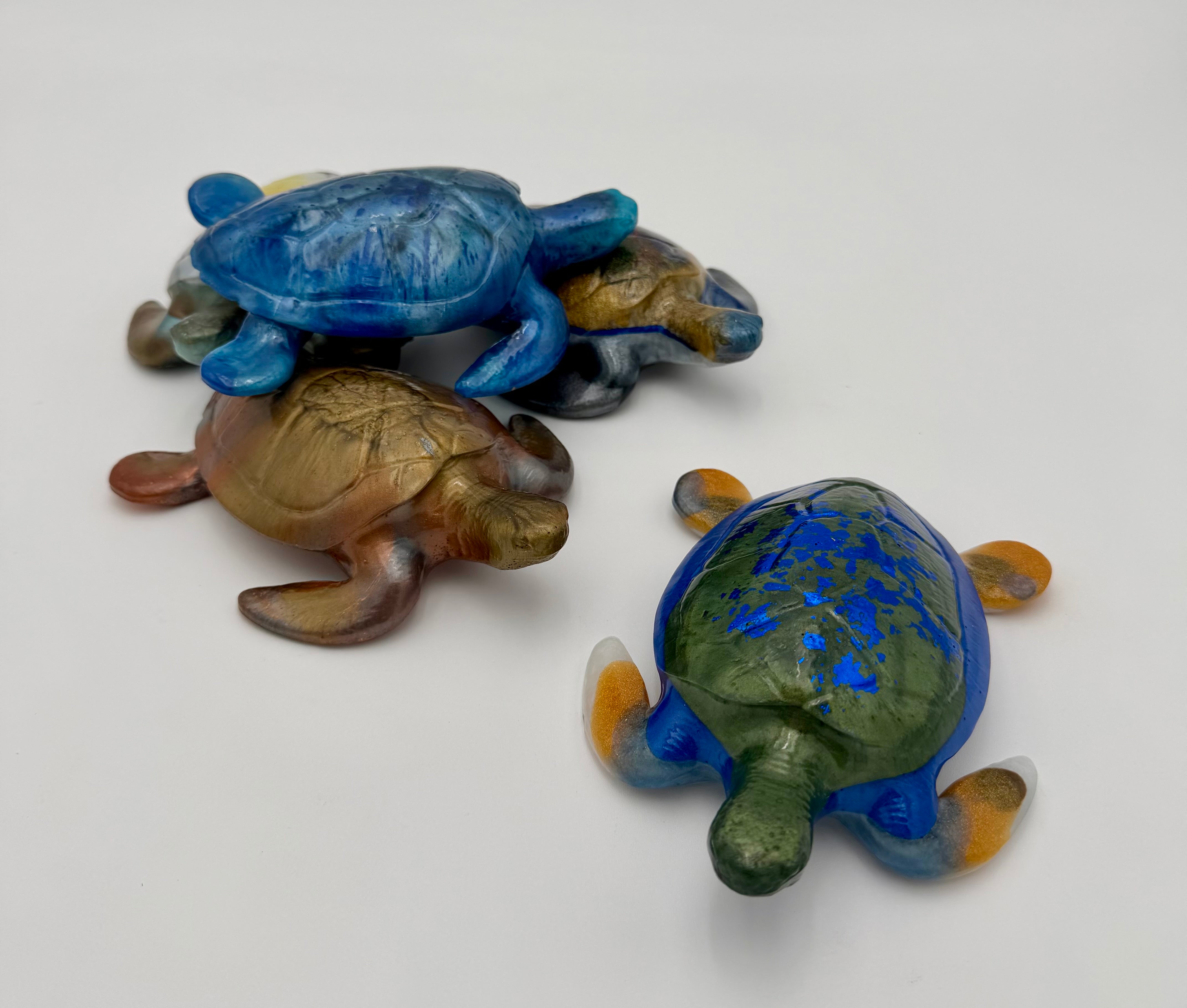 Hand-Poured Resin Art Sea Turtle Figurine