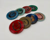 Handmade Round Resin Coasters with Horseshoe Hardware – Set of 4