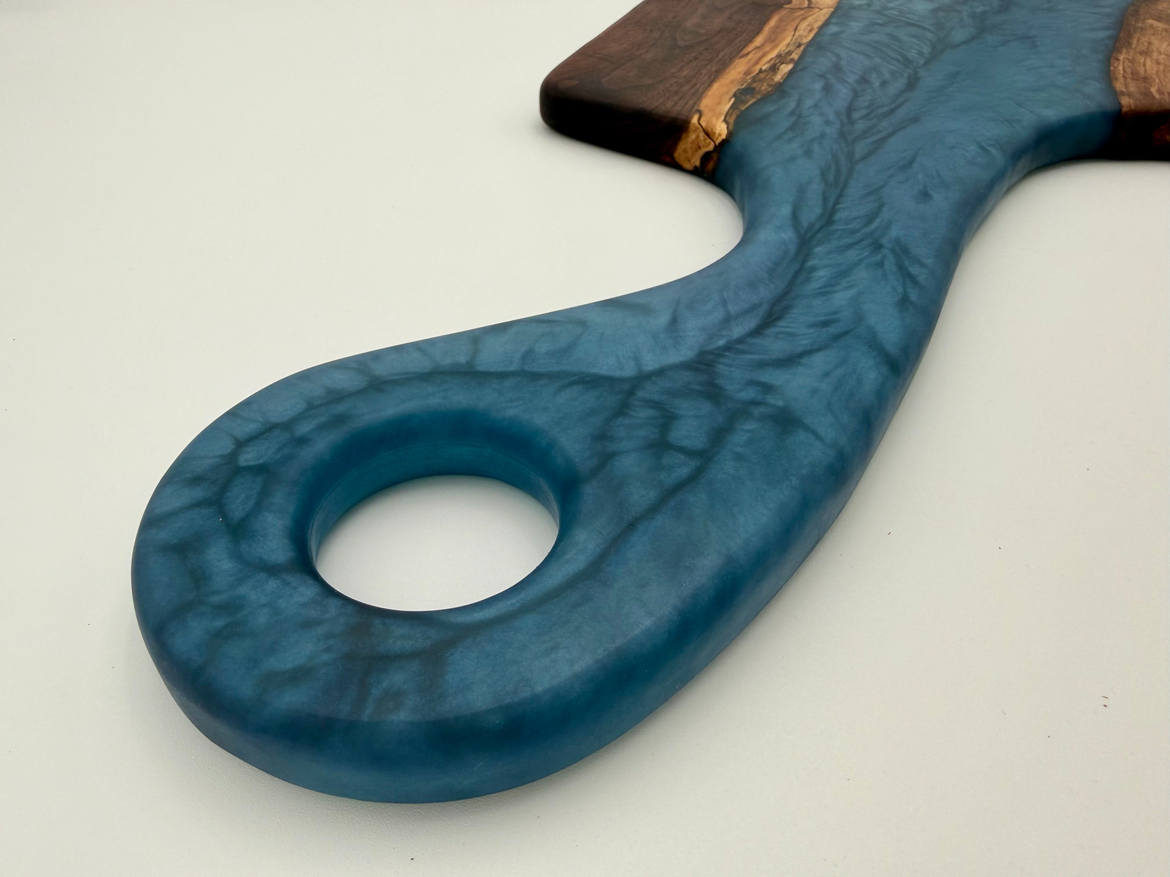 Handcrafted Epoxy Resin & Black Walnut Charcuterie Paddle Board | Serving & Cheese Board