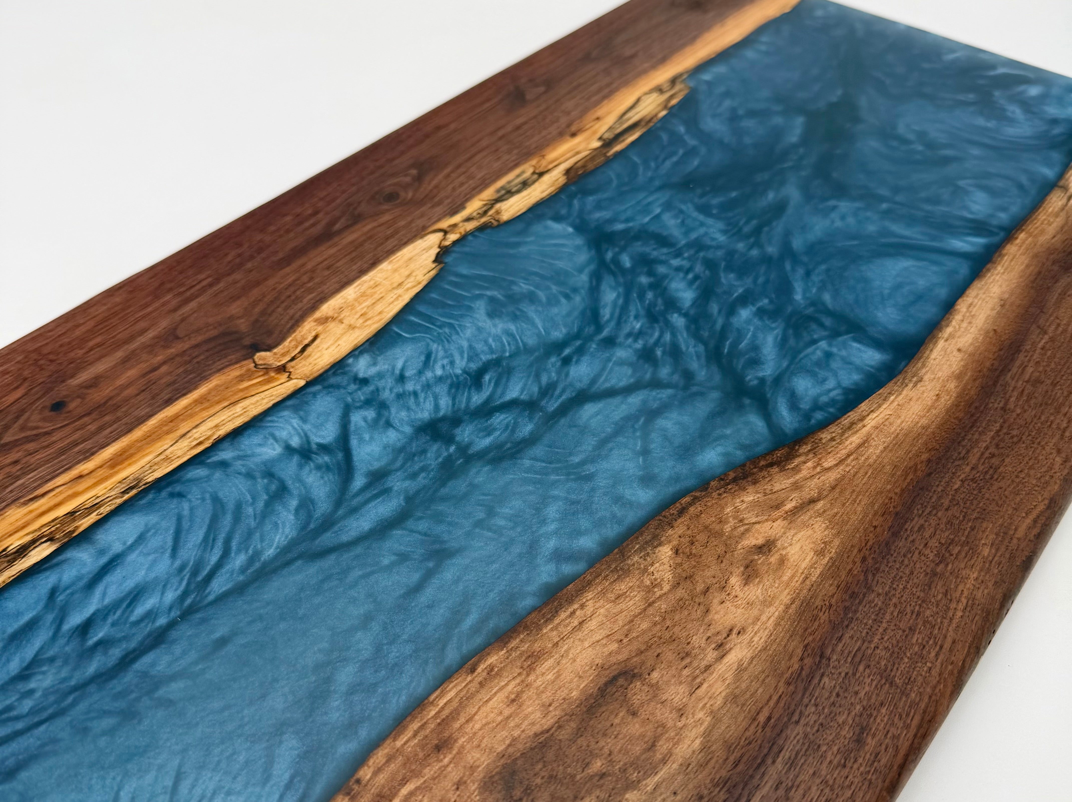 Handcrafted Epoxy Resin & Black Walnut Charcuterie Paddle Board | Serving & Cheese Board