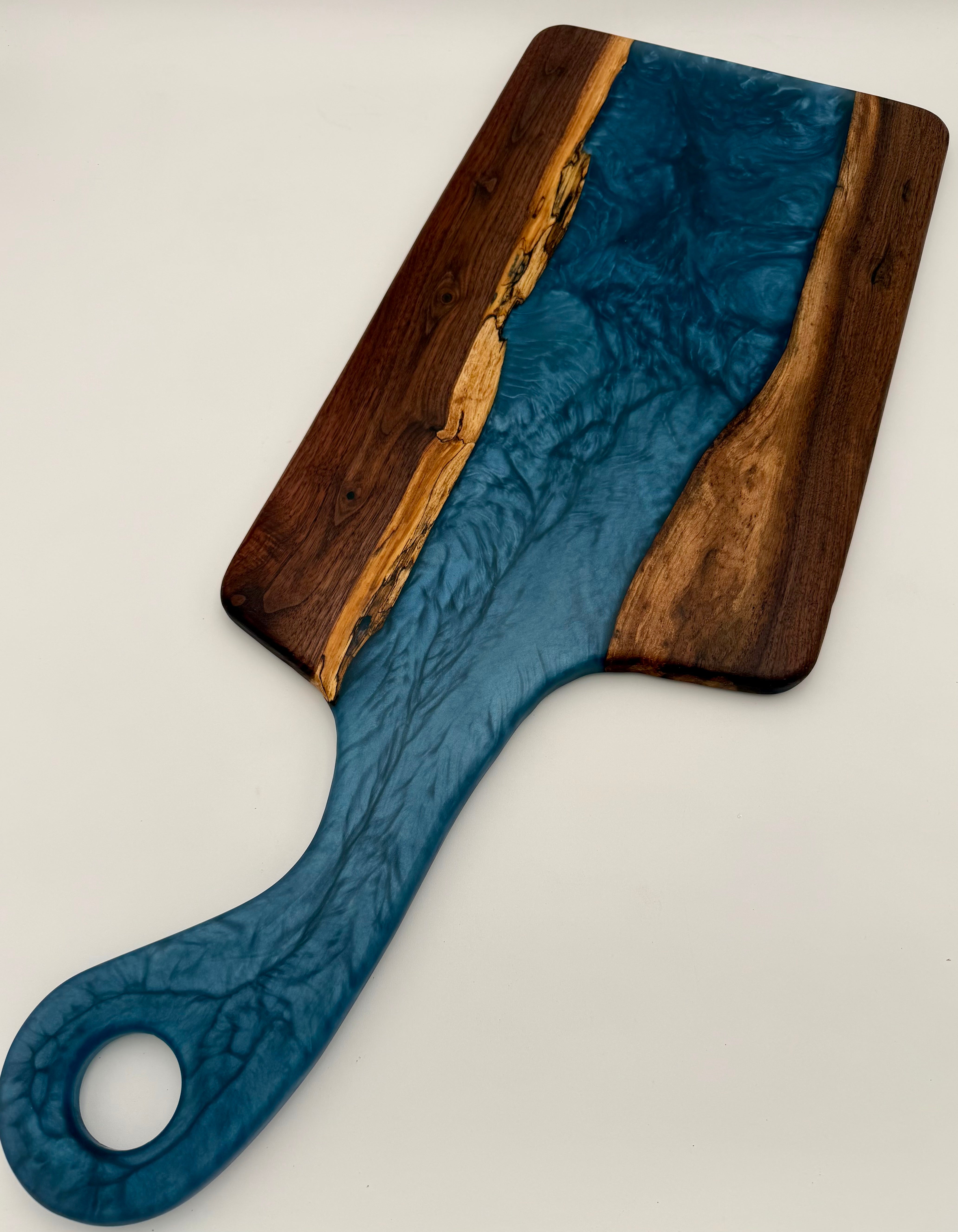 Handcrafted Epoxy Resin & Black Walnut Charcuterie Paddle Board | Serving & Cheese Board