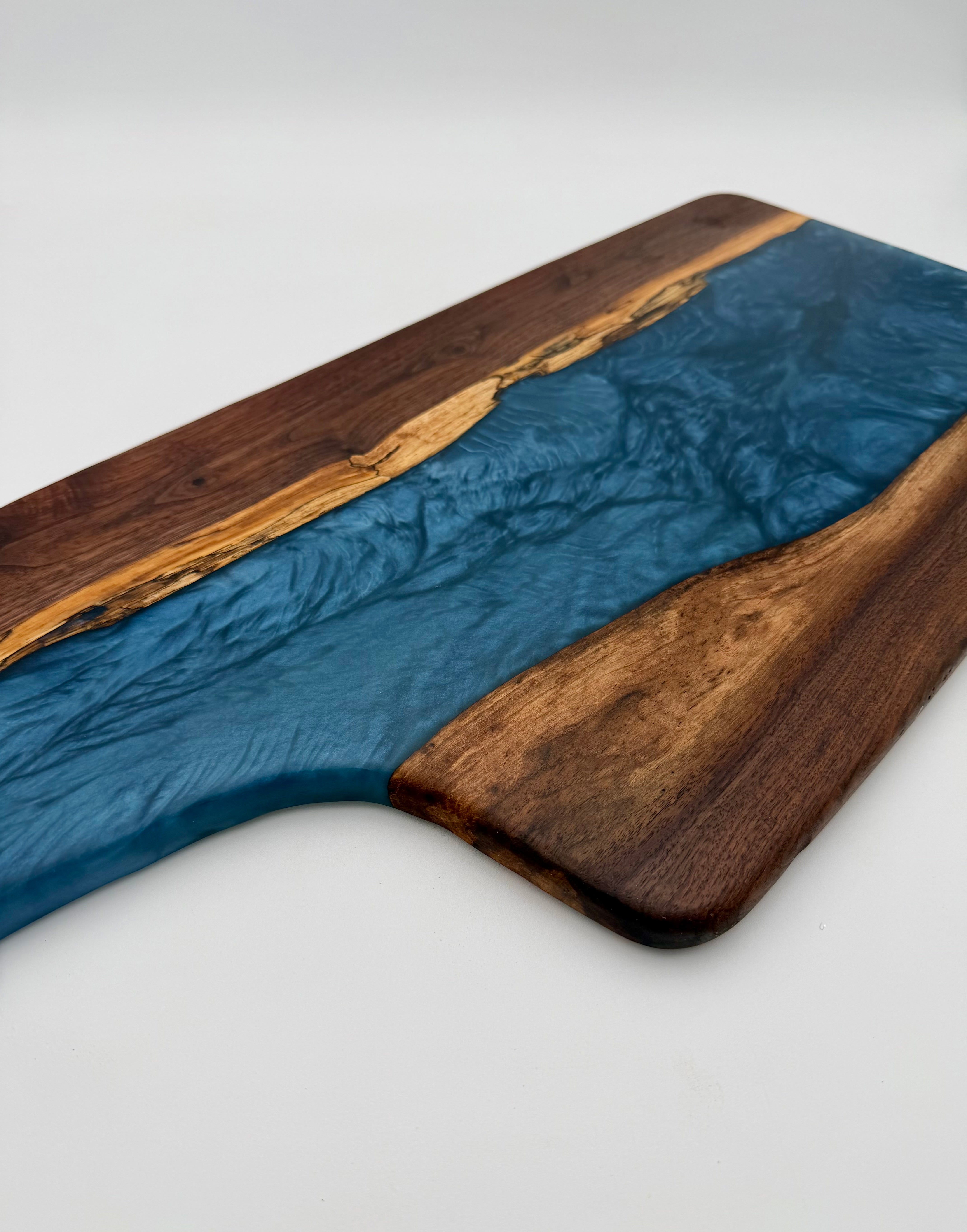 Handcrafted Epoxy Resin & Black Walnut Charcuterie Paddle Board | Serving & Cheese Board