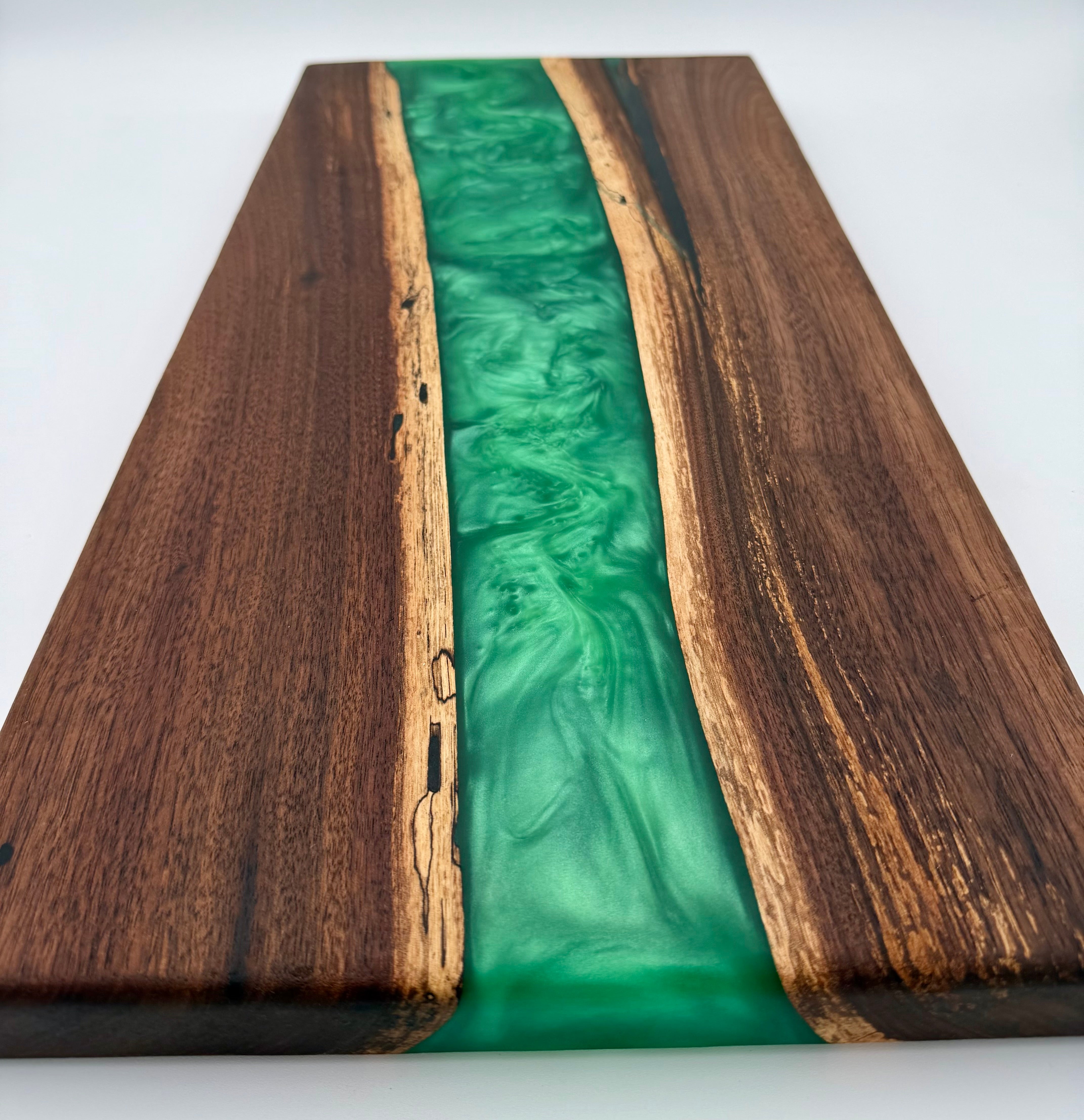 Light Green Metallic & Black Walnut Epoxy River Board
