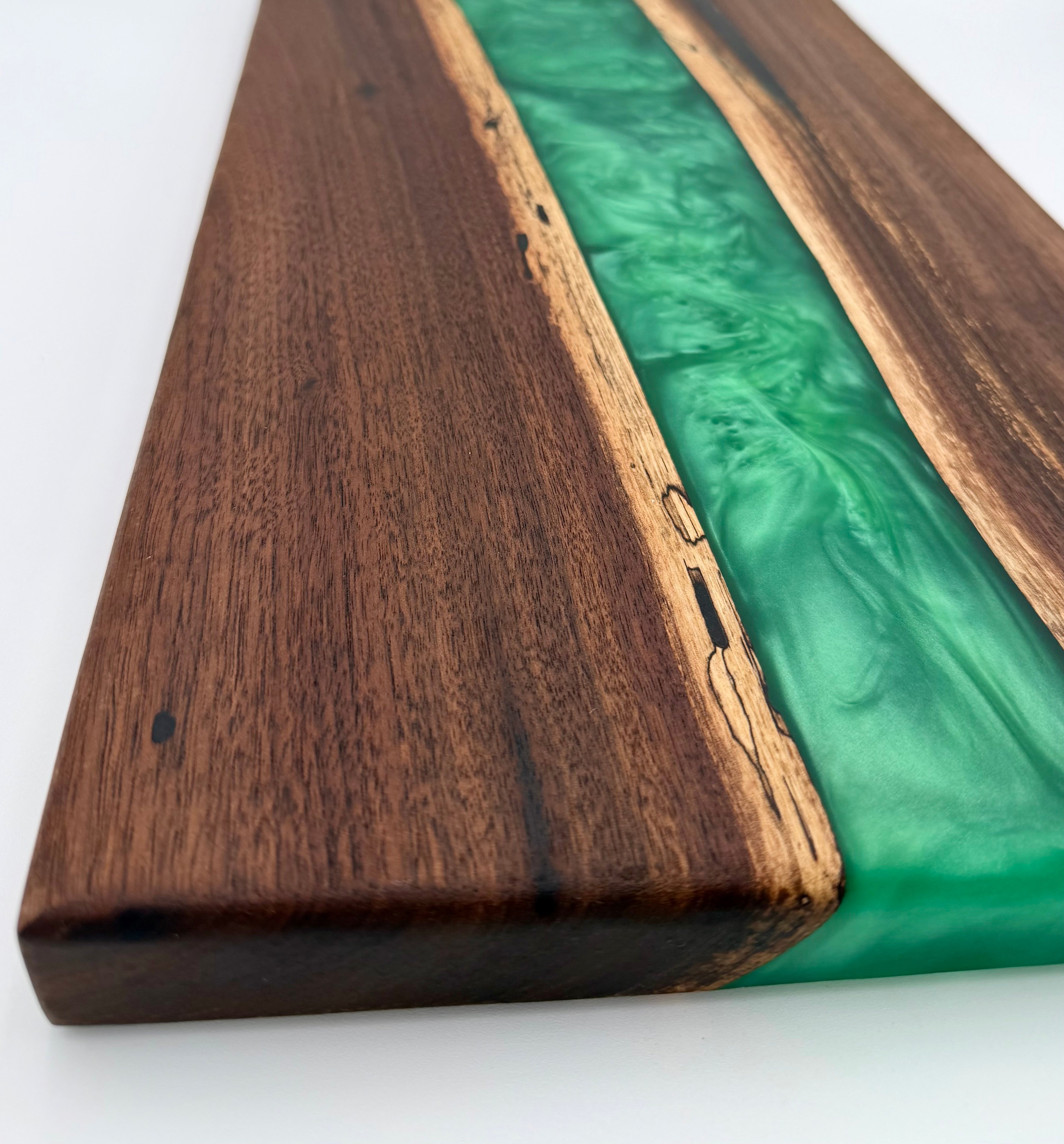 Light Green Metallic & Black Walnut Epoxy River Board