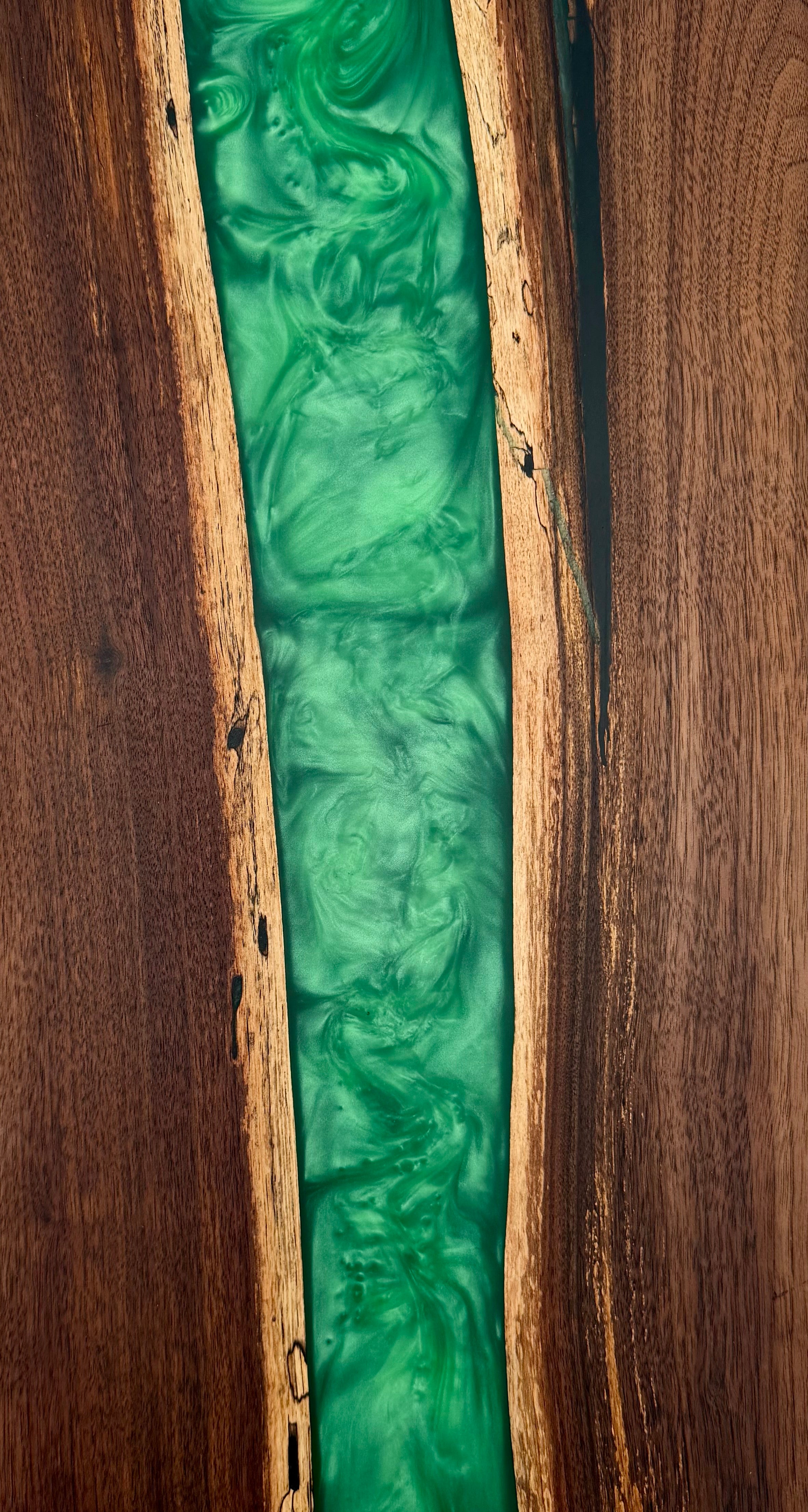 Light Green Metallic & Black Walnut Epoxy River Board