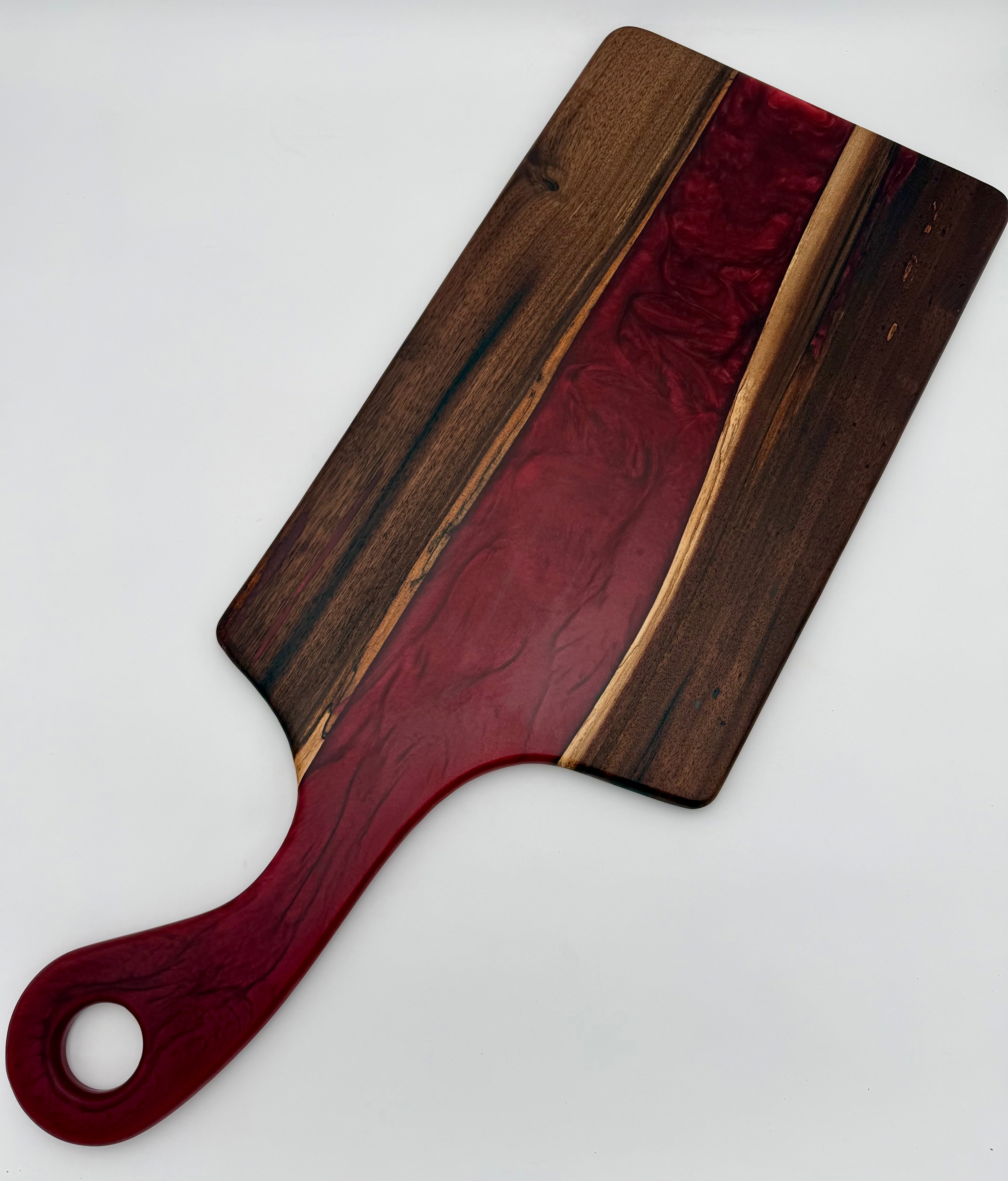Handcrafted Epoxy Resin & Black Walnut Charcuterie Paddle Board | Serving & Cheese Board