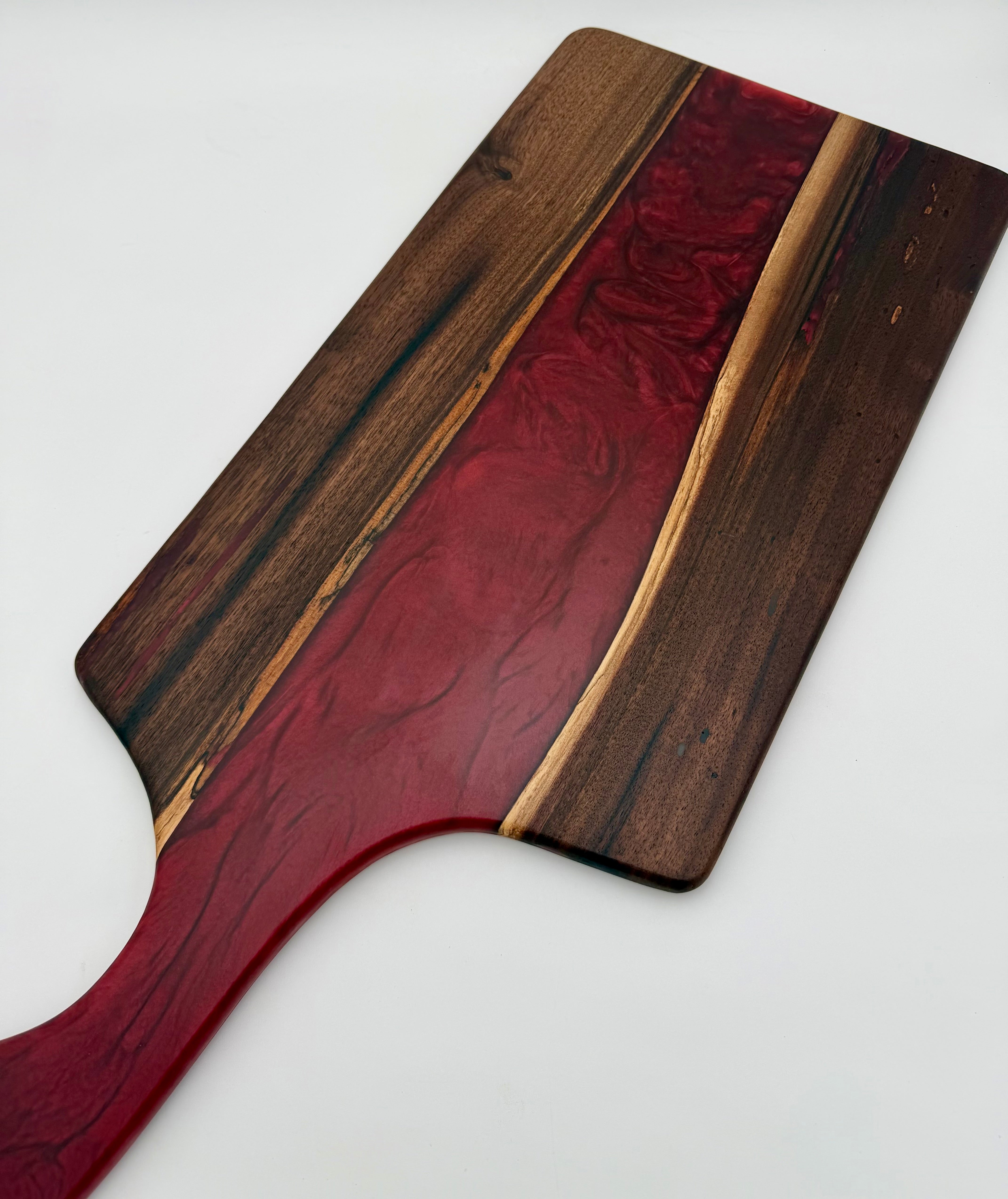 Handcrafted Epoxy Resin & Black Walnut Charcuterie Paddle Board | Serving & Cheese Board