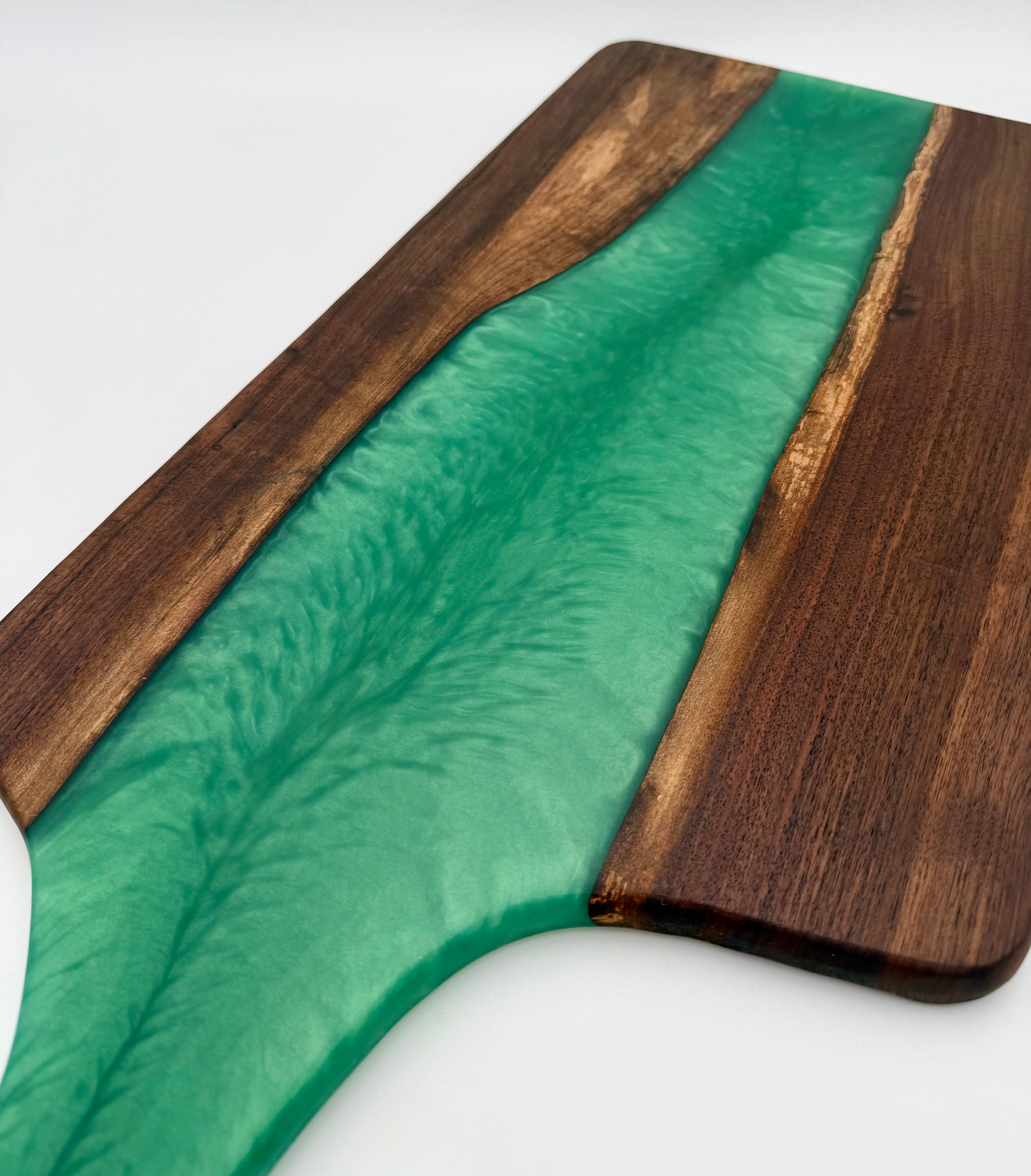 Handcrafted Epoxy Resin & Black Walnut Charcuterie Paddle Board | Serving & Cheese Board