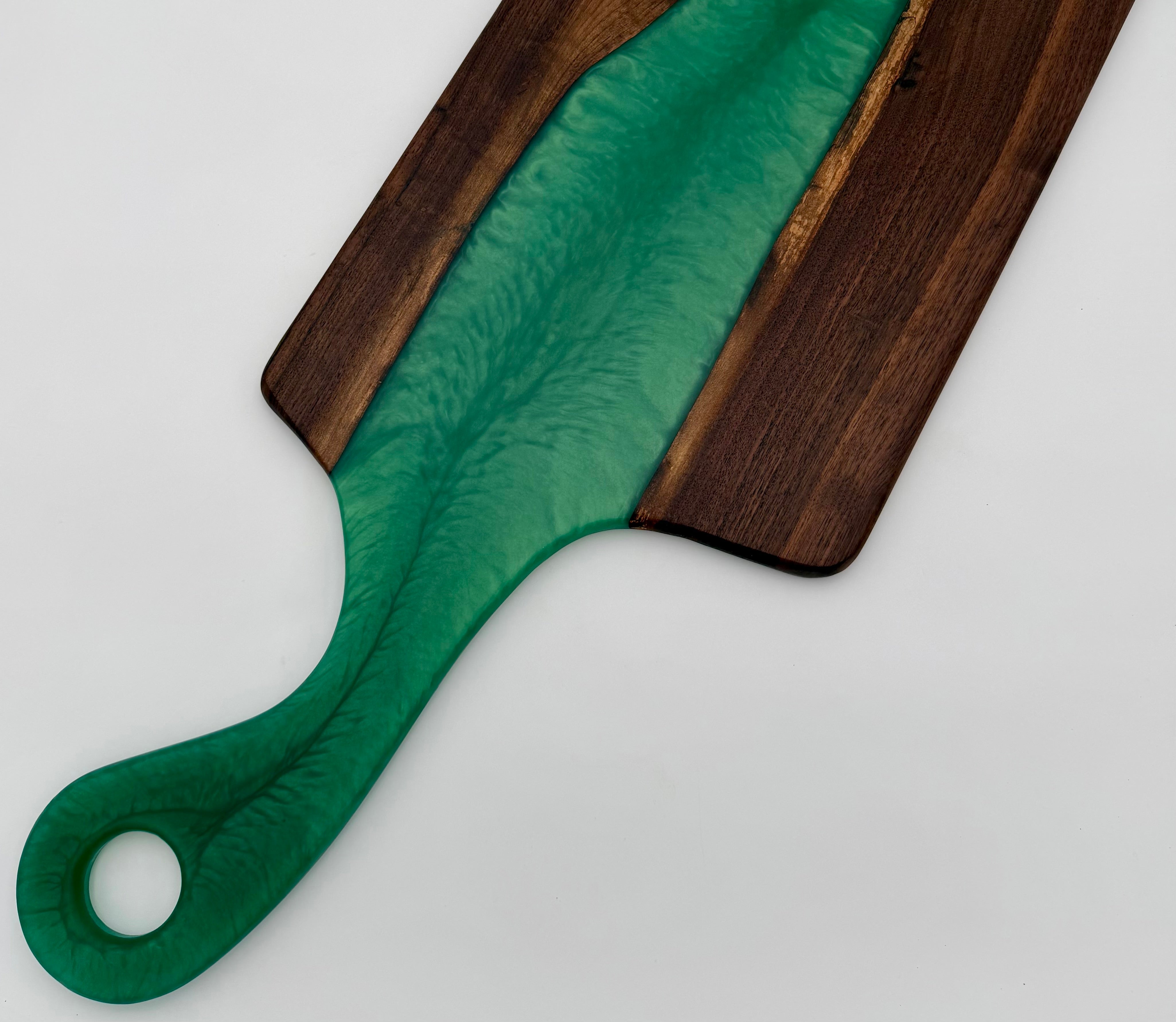 Handcrafted Epoxy Resin & Black Walnut Charcuterie Paddle Board | Serving & Cheese Board