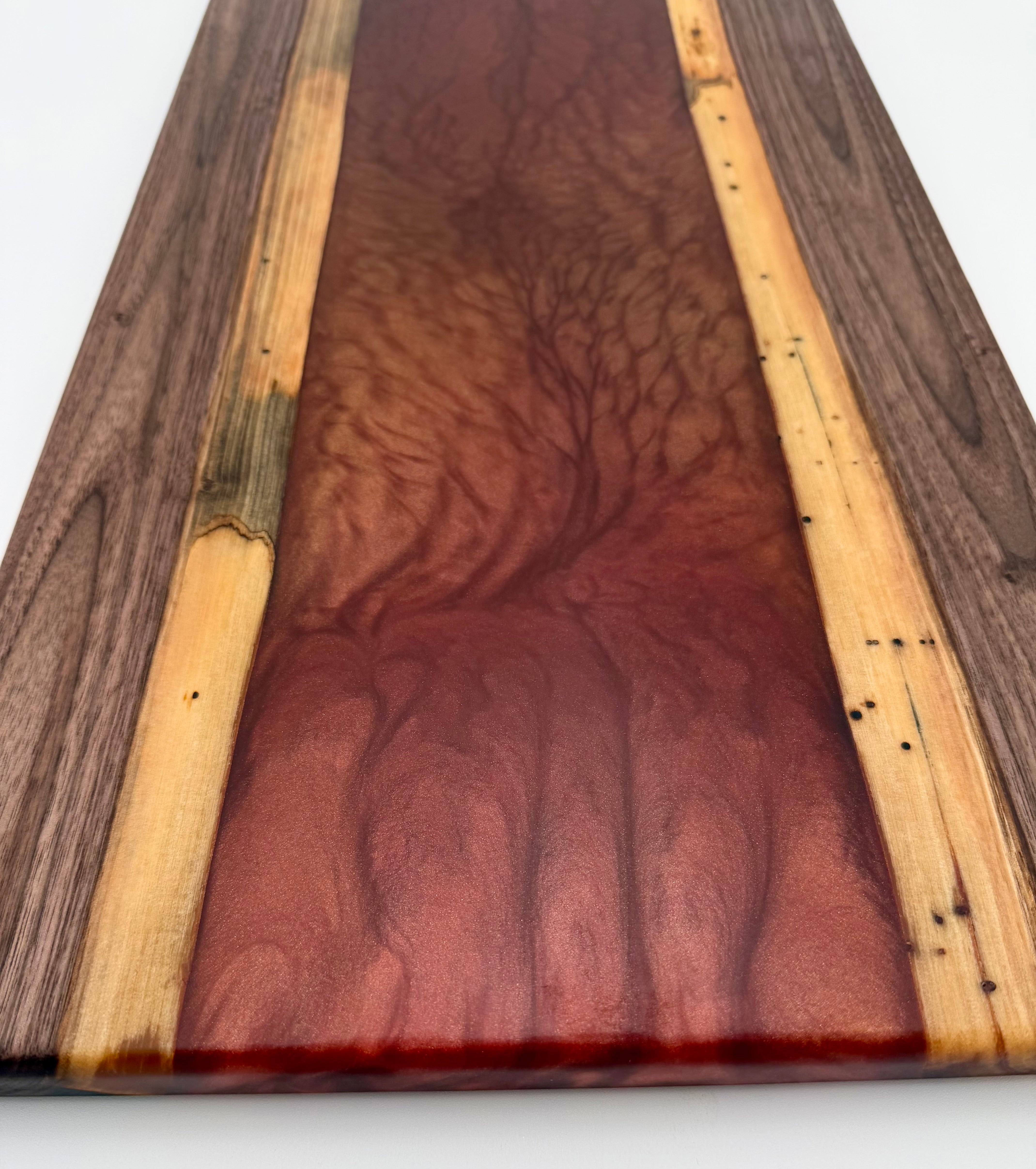 Handcrafted Black Walnut & Copper Epoxy Resin Charcuterie Board