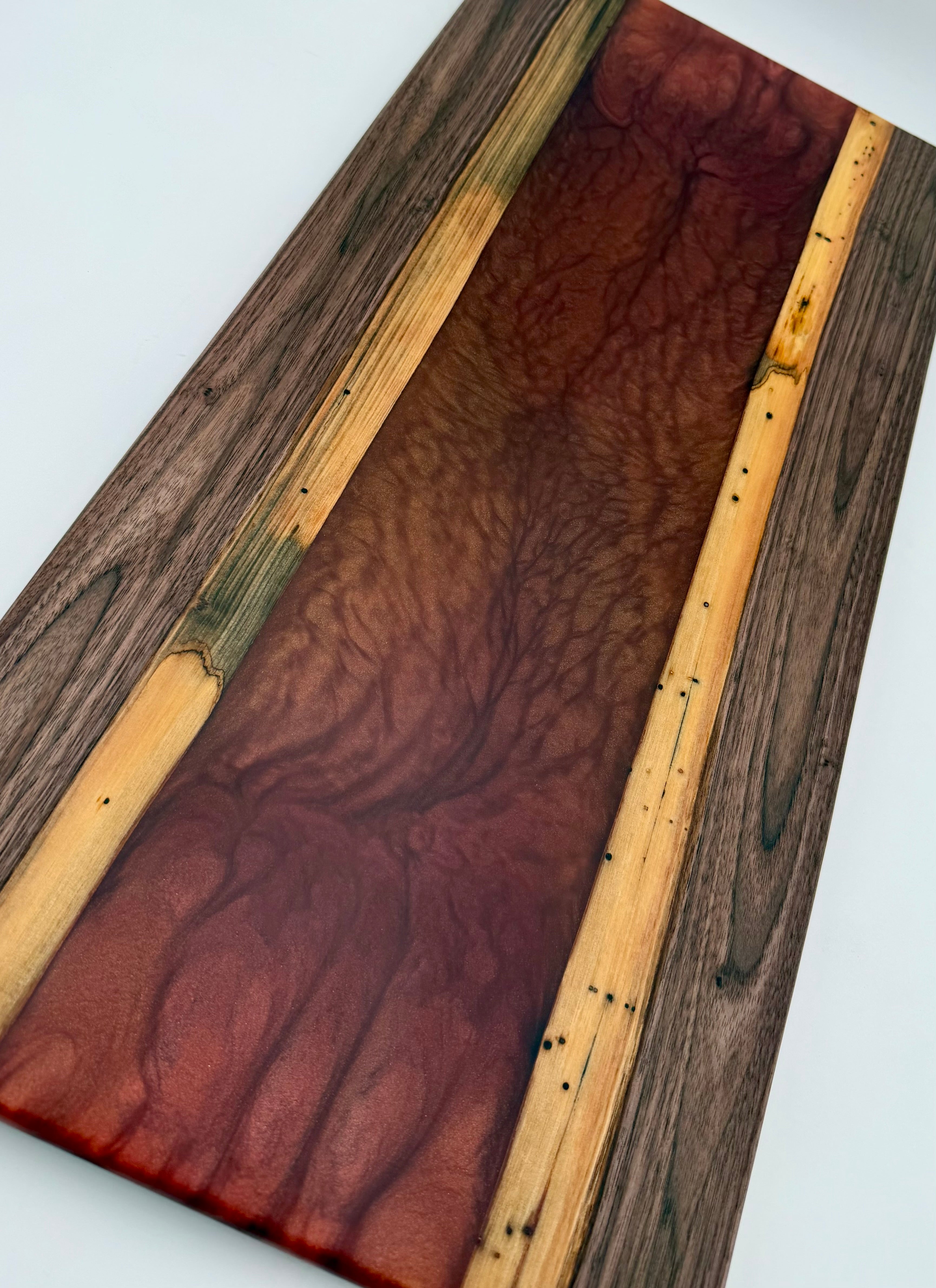 Handcrafted Black Walnut & Copper Epoxy Resin Charcuterie Board