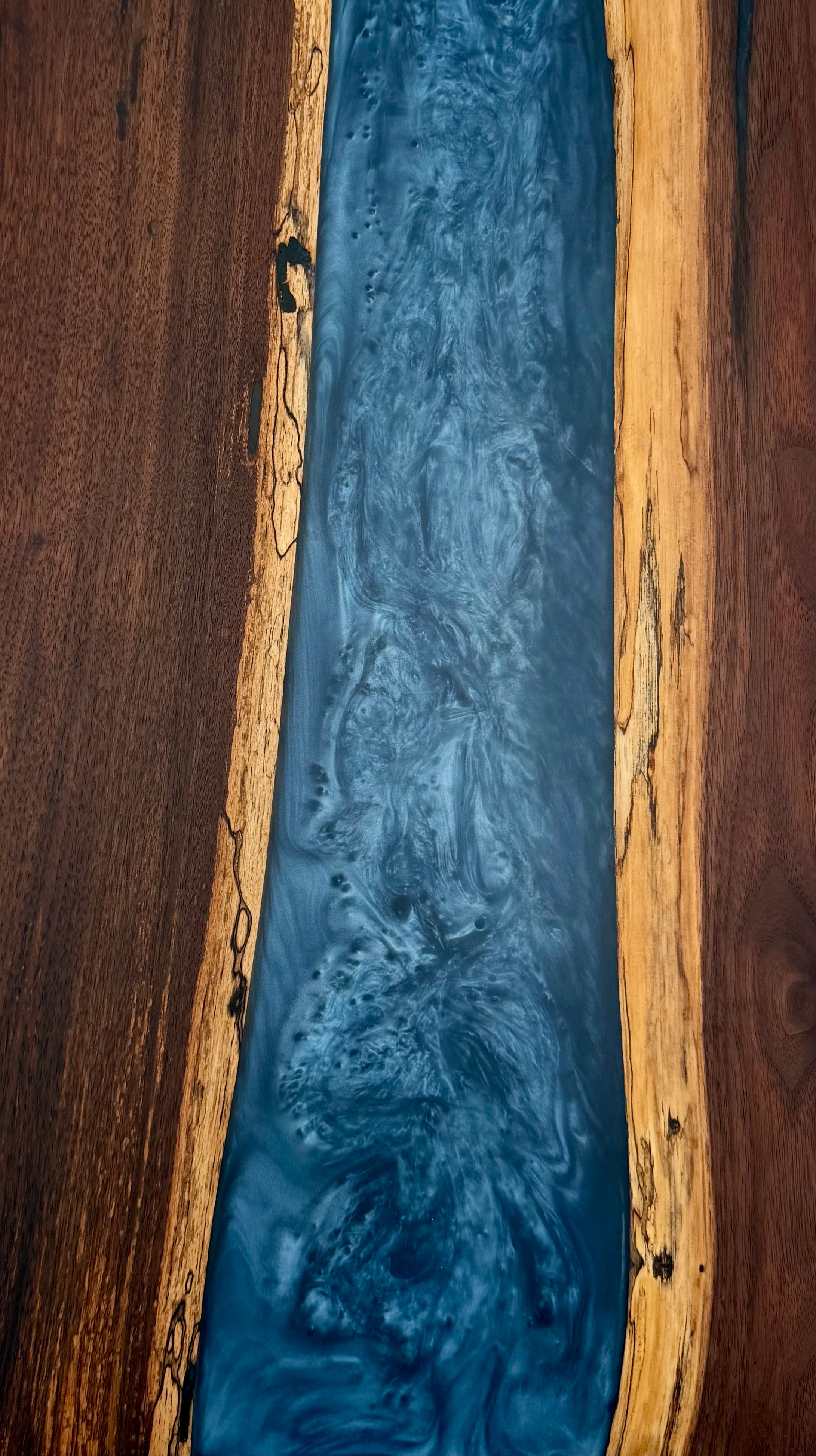 Handcrafted Black Walnut & Sapphire Blue Epoxy Resin River Charcuterie Board