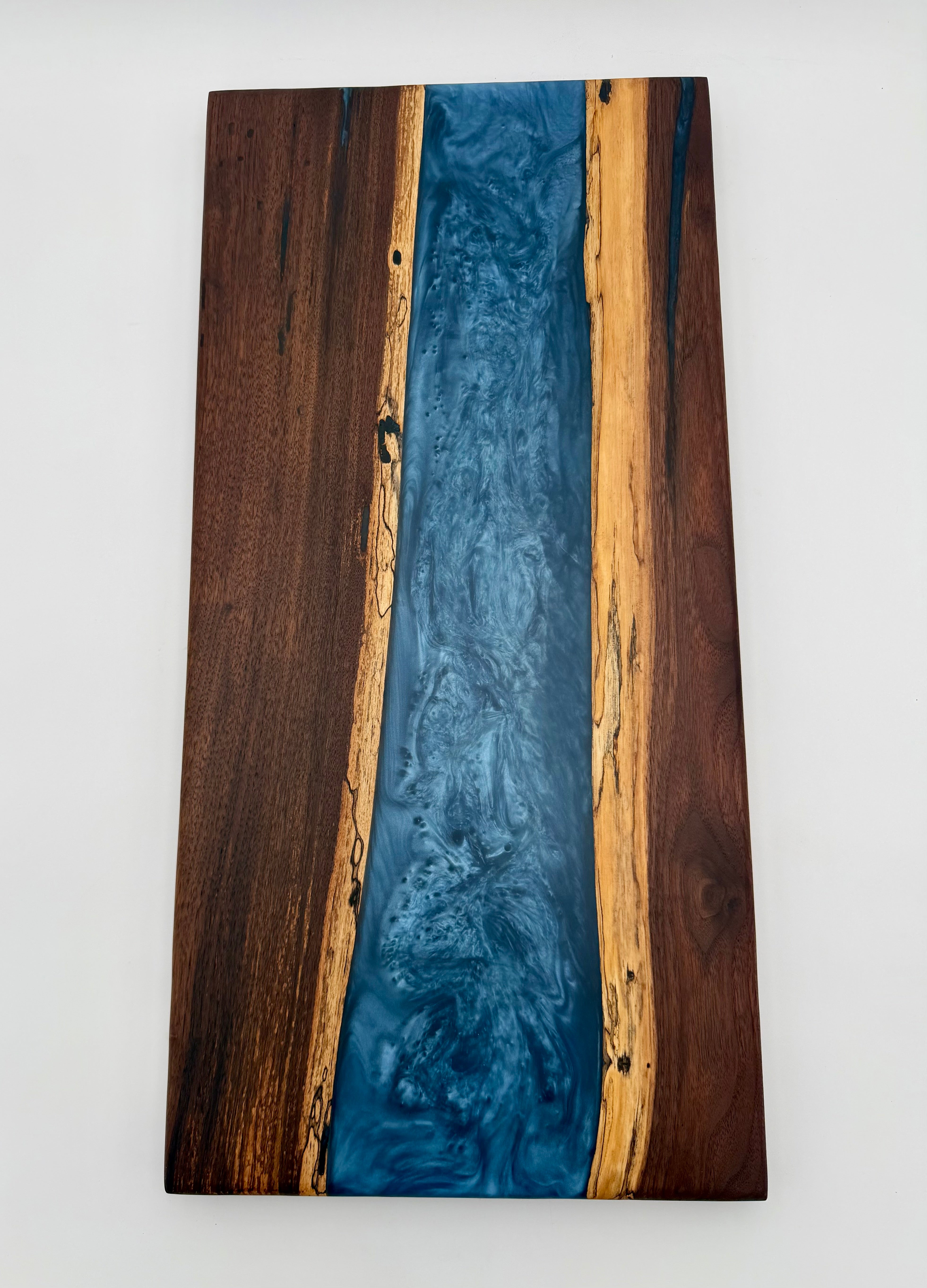 Handcrafted Black Walnut & Sapphire Blue Epoxy Resin River Charcuterie Board