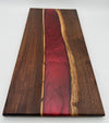 Handcrafted Black Walnut & Crimson Ruby Epoxy Resin River Charcuterie Board