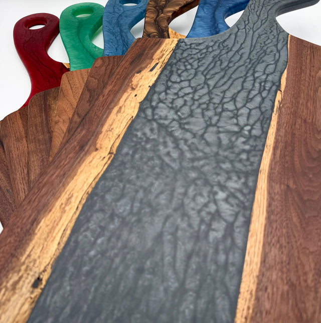 Handcrafted Black Walnut and Resin Paddle Handled Serving Board/Charcuterie Board