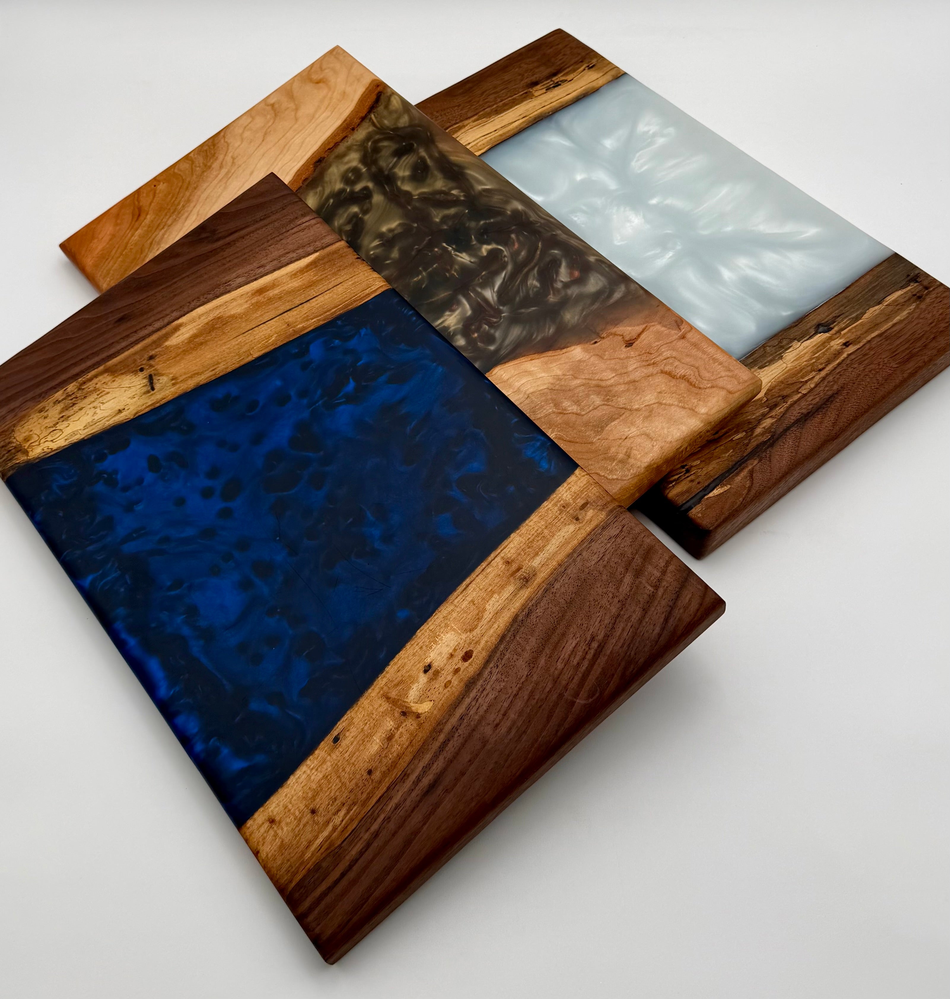 Handcrafted Live Edge Black Walnut Resin River Serving Board (Small)