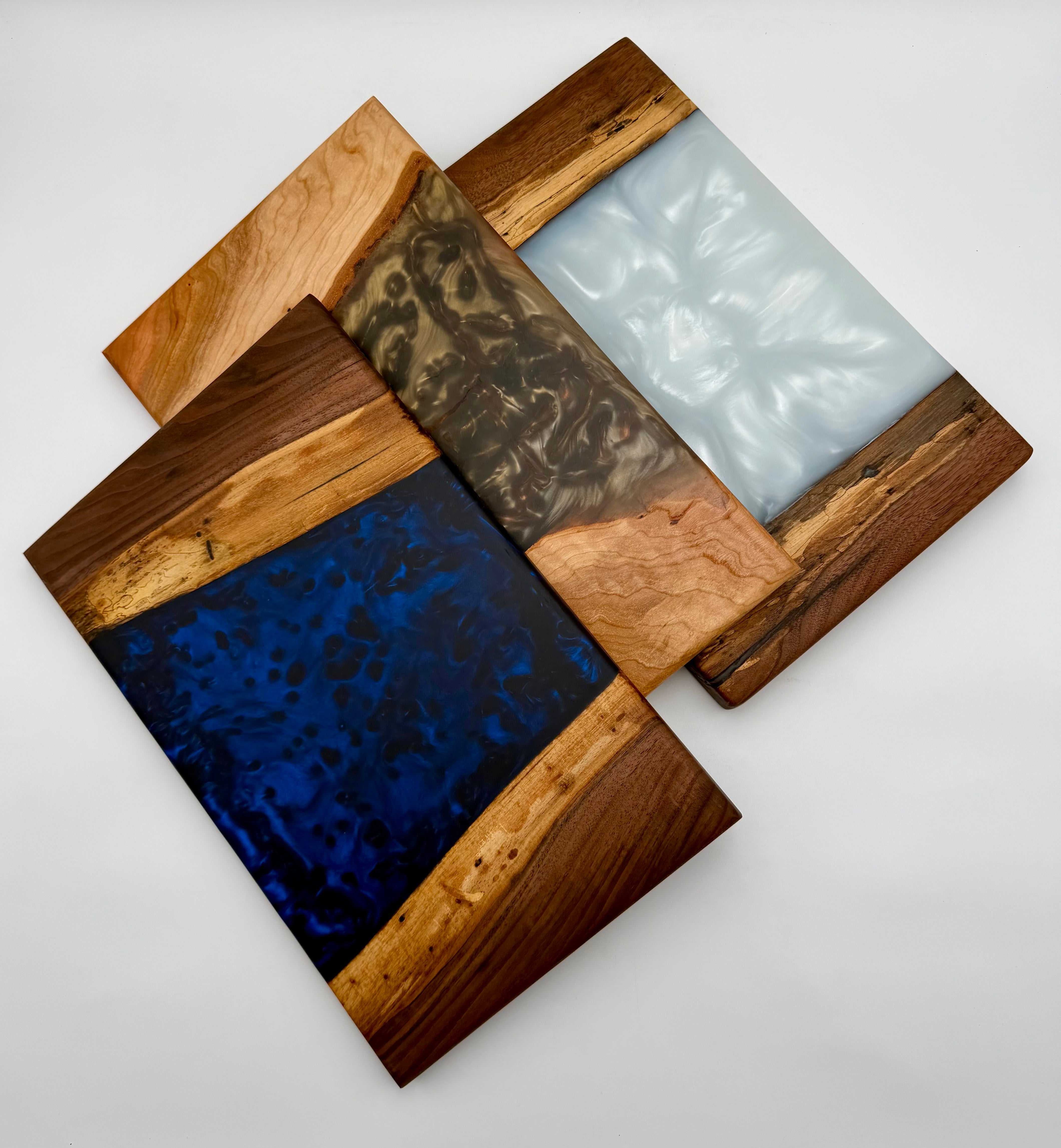 Handcrafted Live Edge Black Walnut Resin River Serving Board (Small)