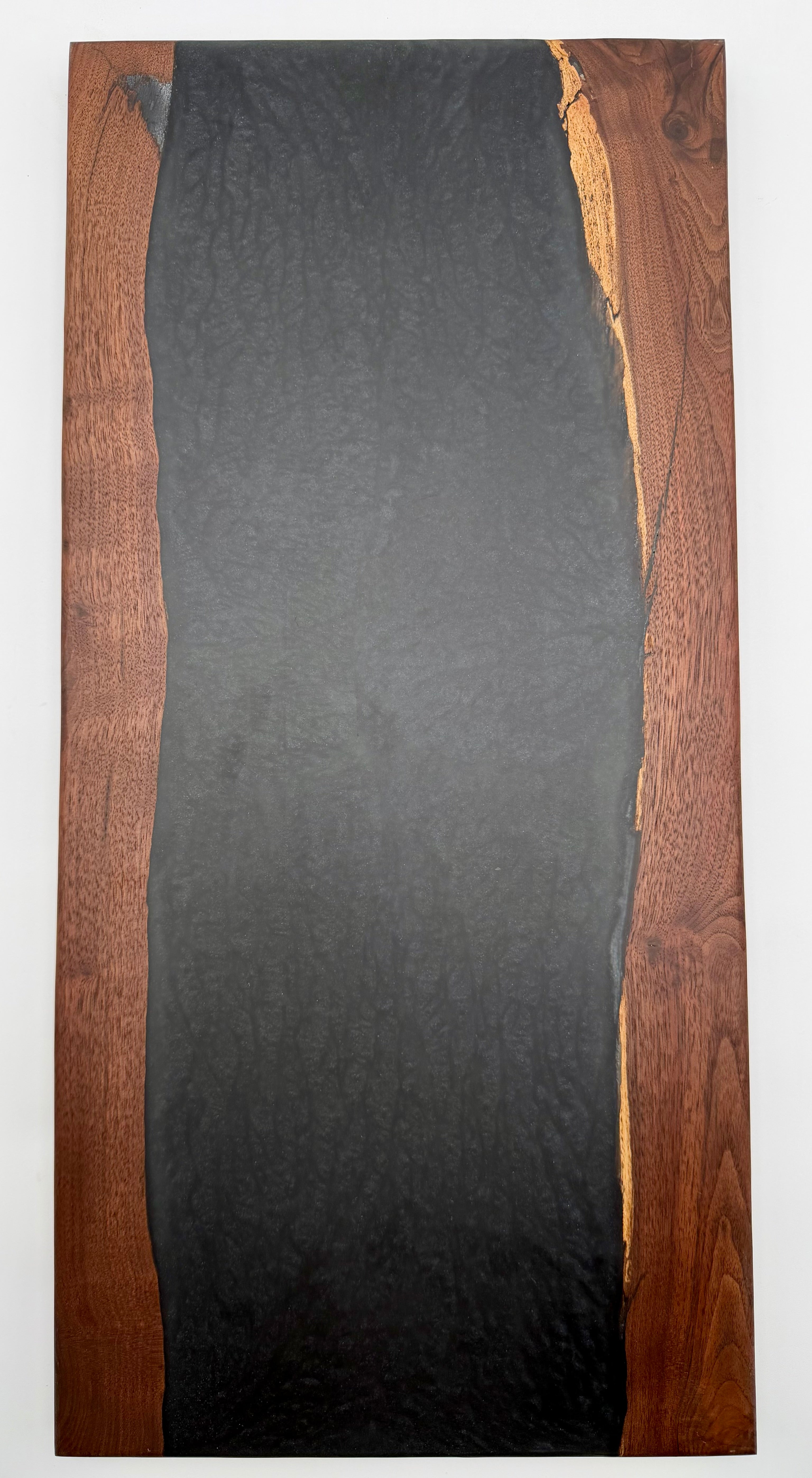 Handcrafted Live Edge Walnut & Dark Metallic Charcoal Epoxy Charcuterie Board