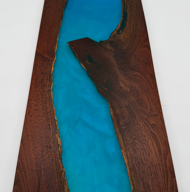 Live Edge Black Walnut & Ocean Blue Epoxy River Charcuterie Board