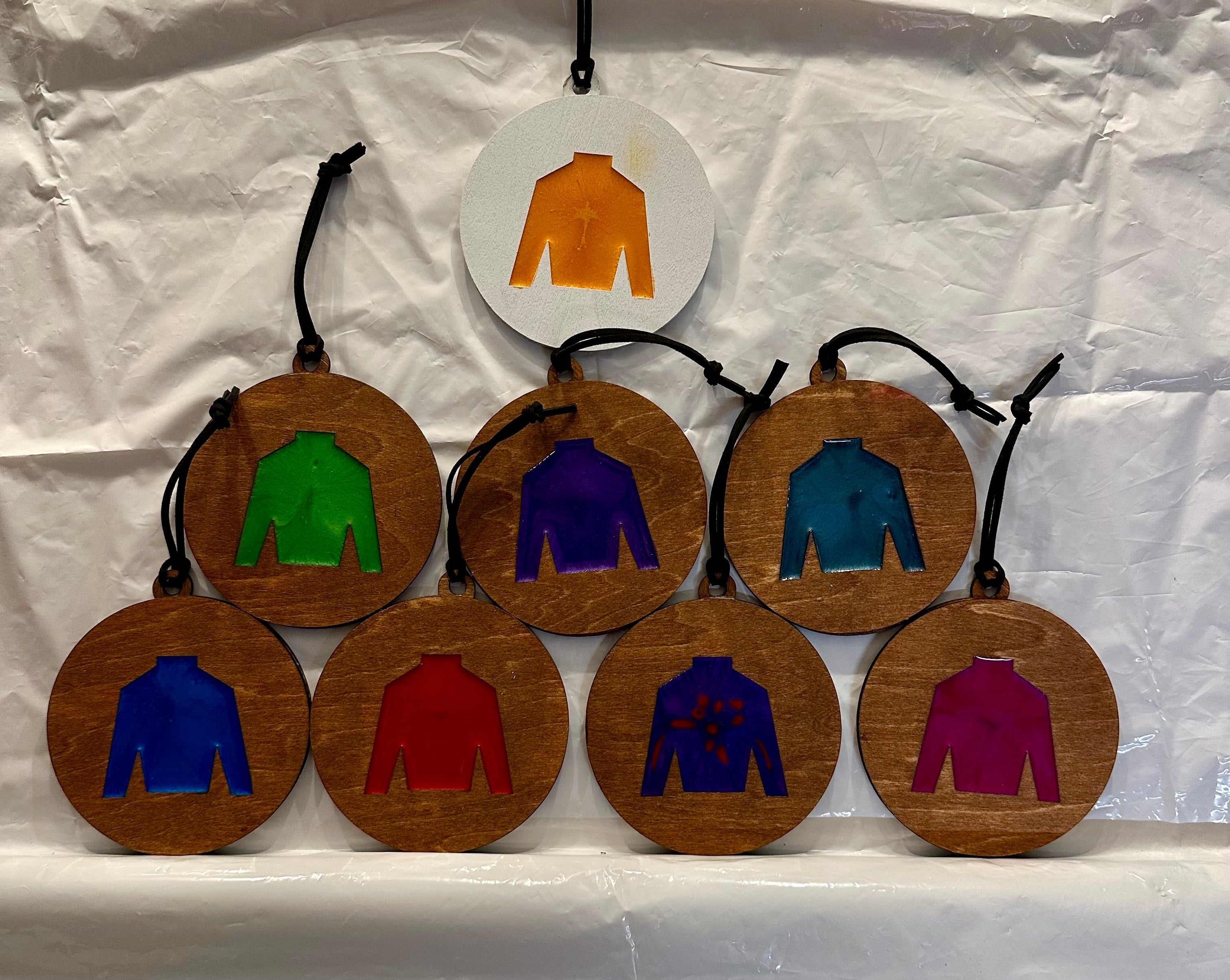 Handmade Resin and Wood Jockey Silk Ornament