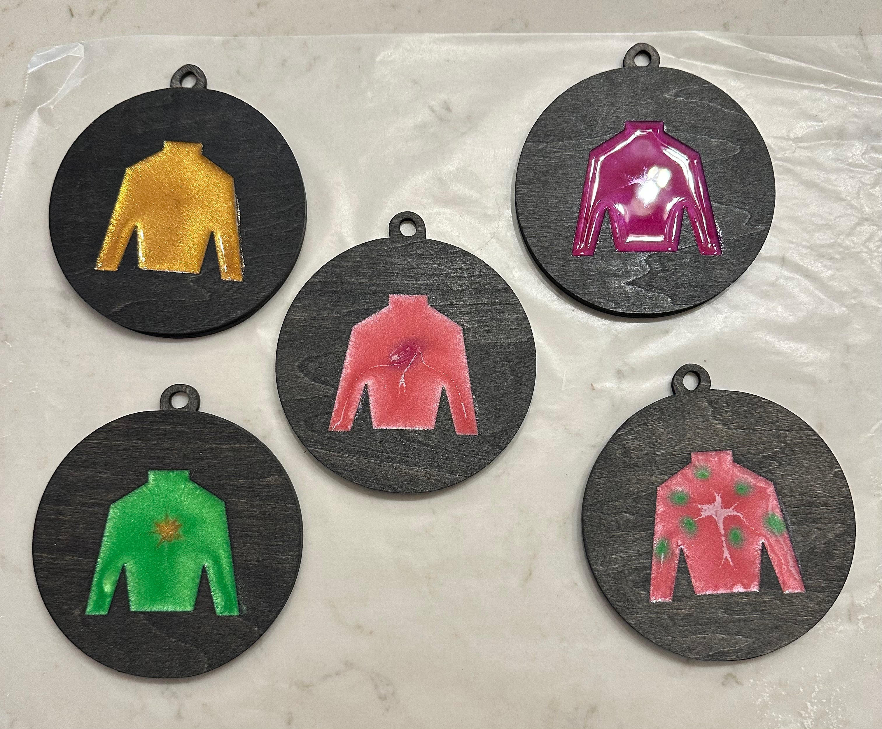 Handmade Resin and Wood Jockey Silk Ornament