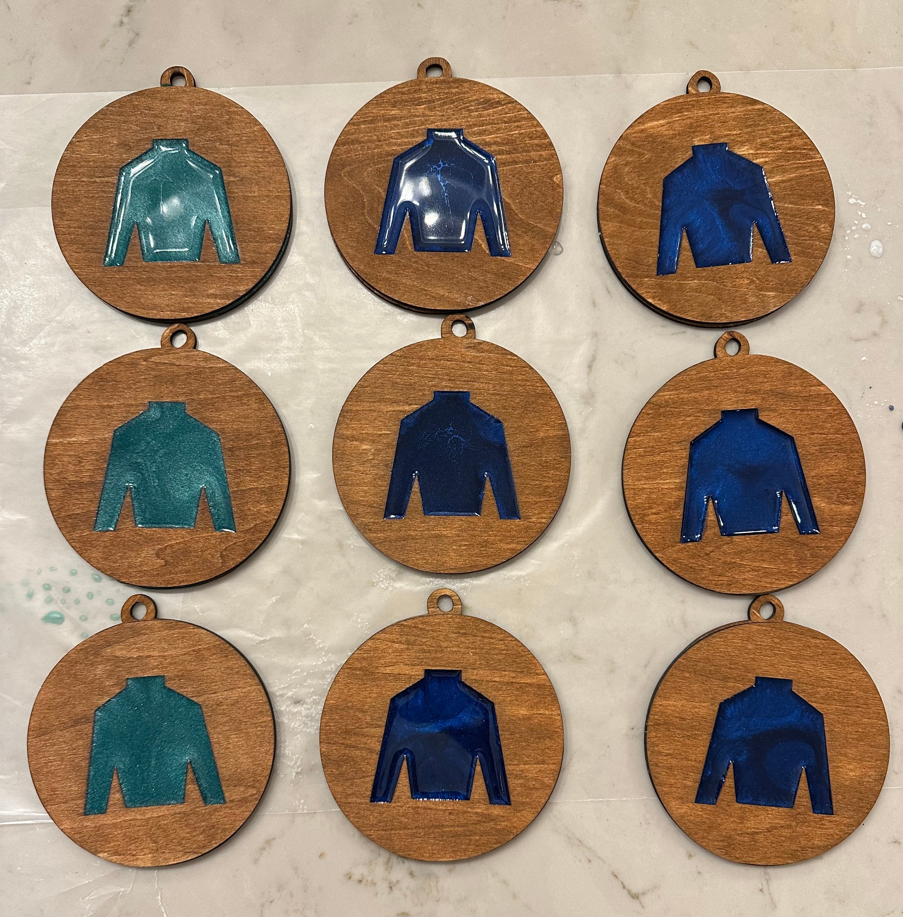 Handmade Resin and Wood Jockey Silk Ornament