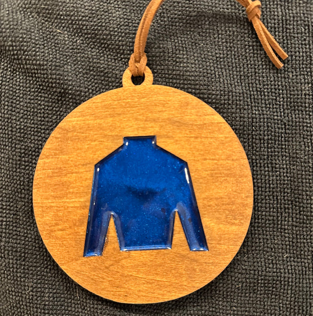 Handmade Resin and Wood Jockey Silk Ornament