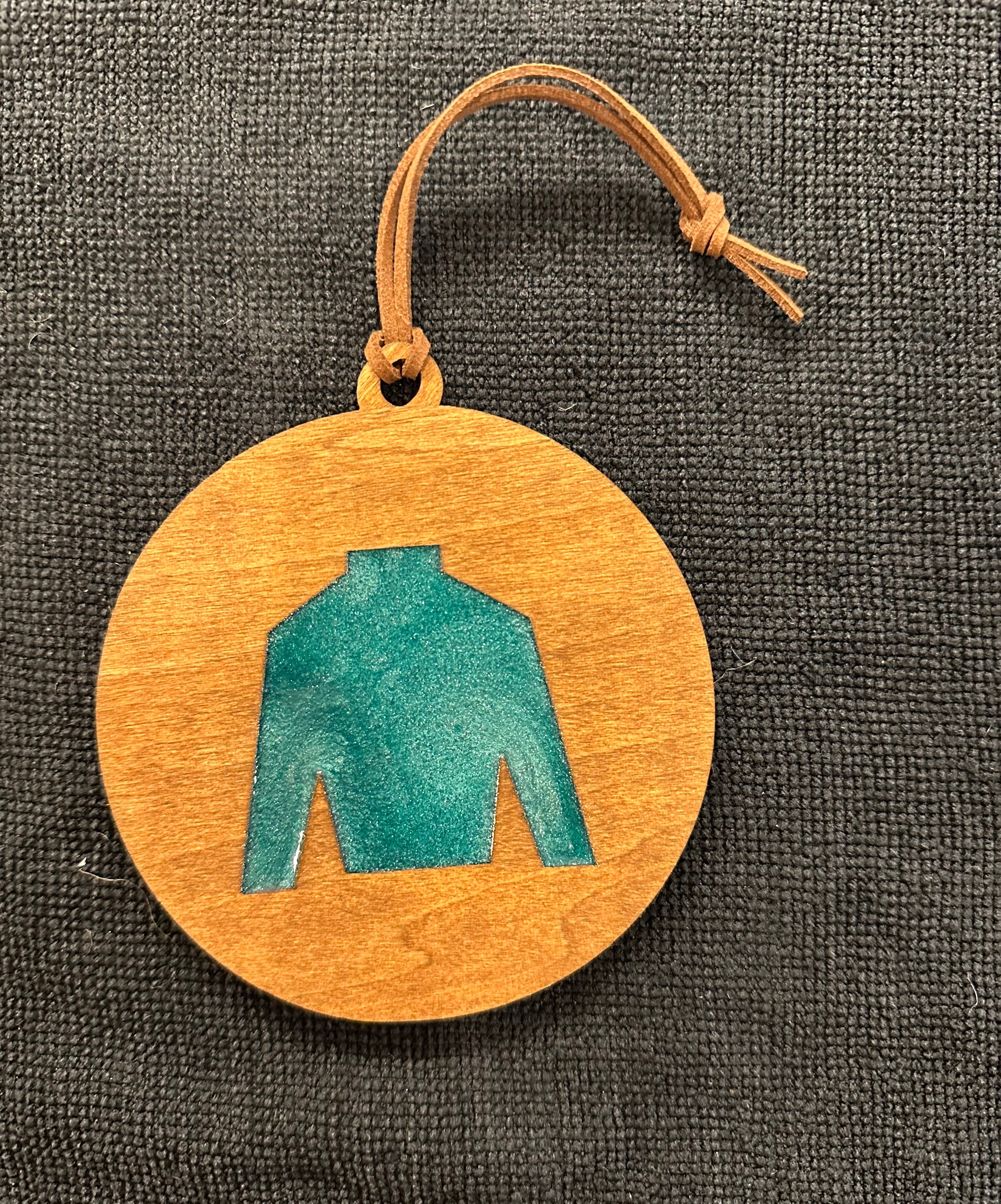 Handmade Resin and Wood Jockey Silk Ornament