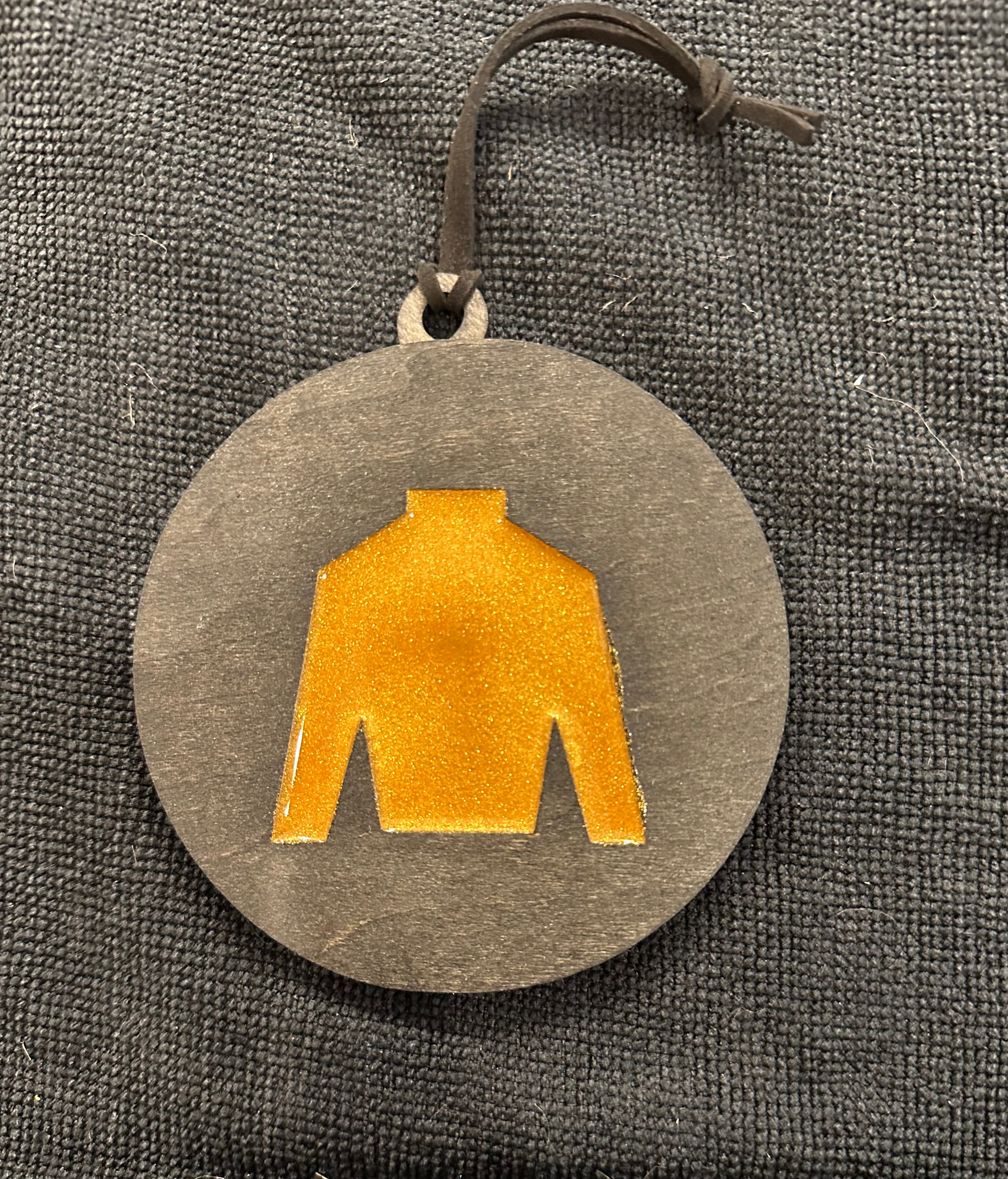 Handmade Resin and Wood Jockey Silk Ornament