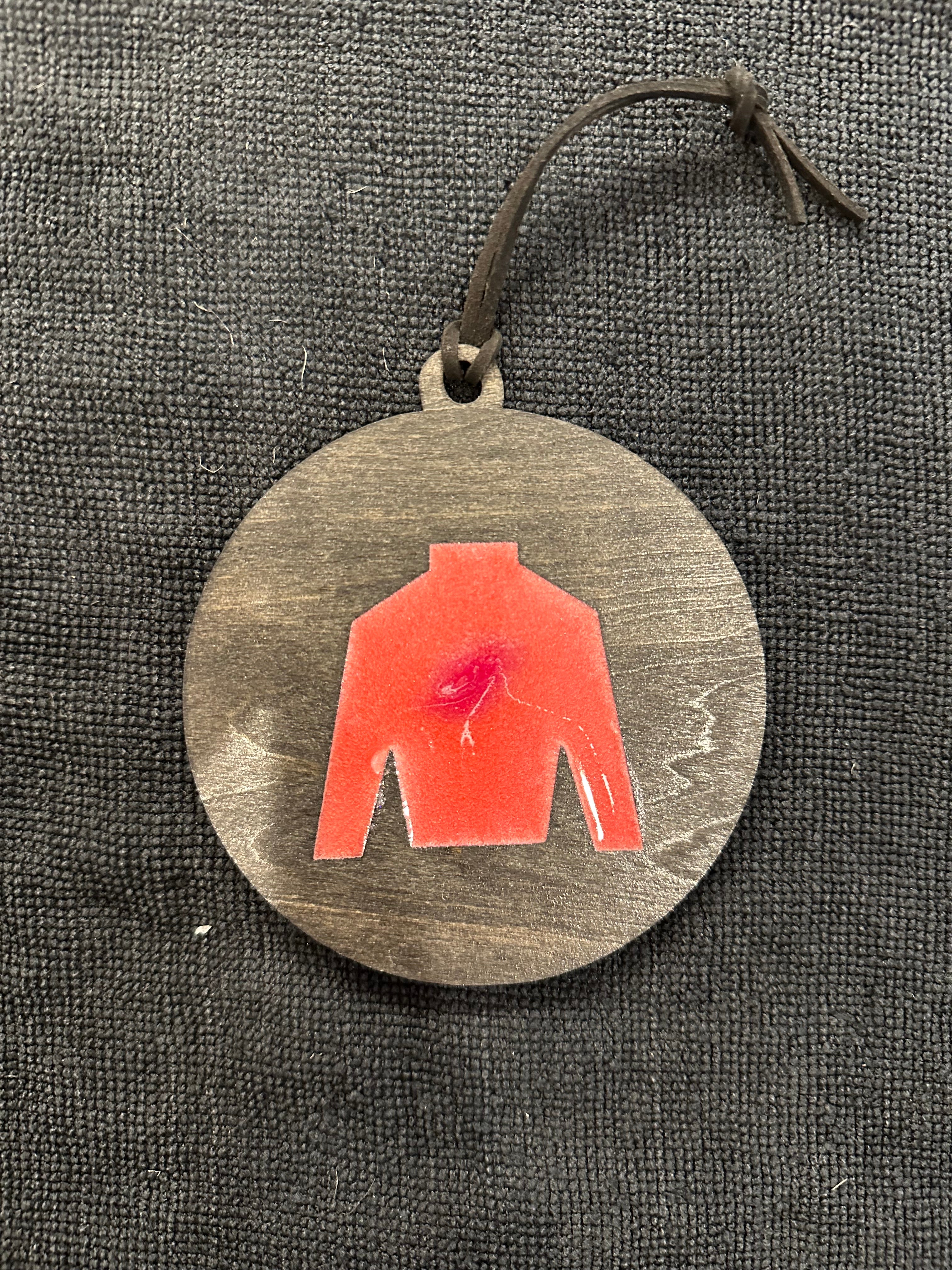 Handmade Resin and Wood Jockey Silk Ornament