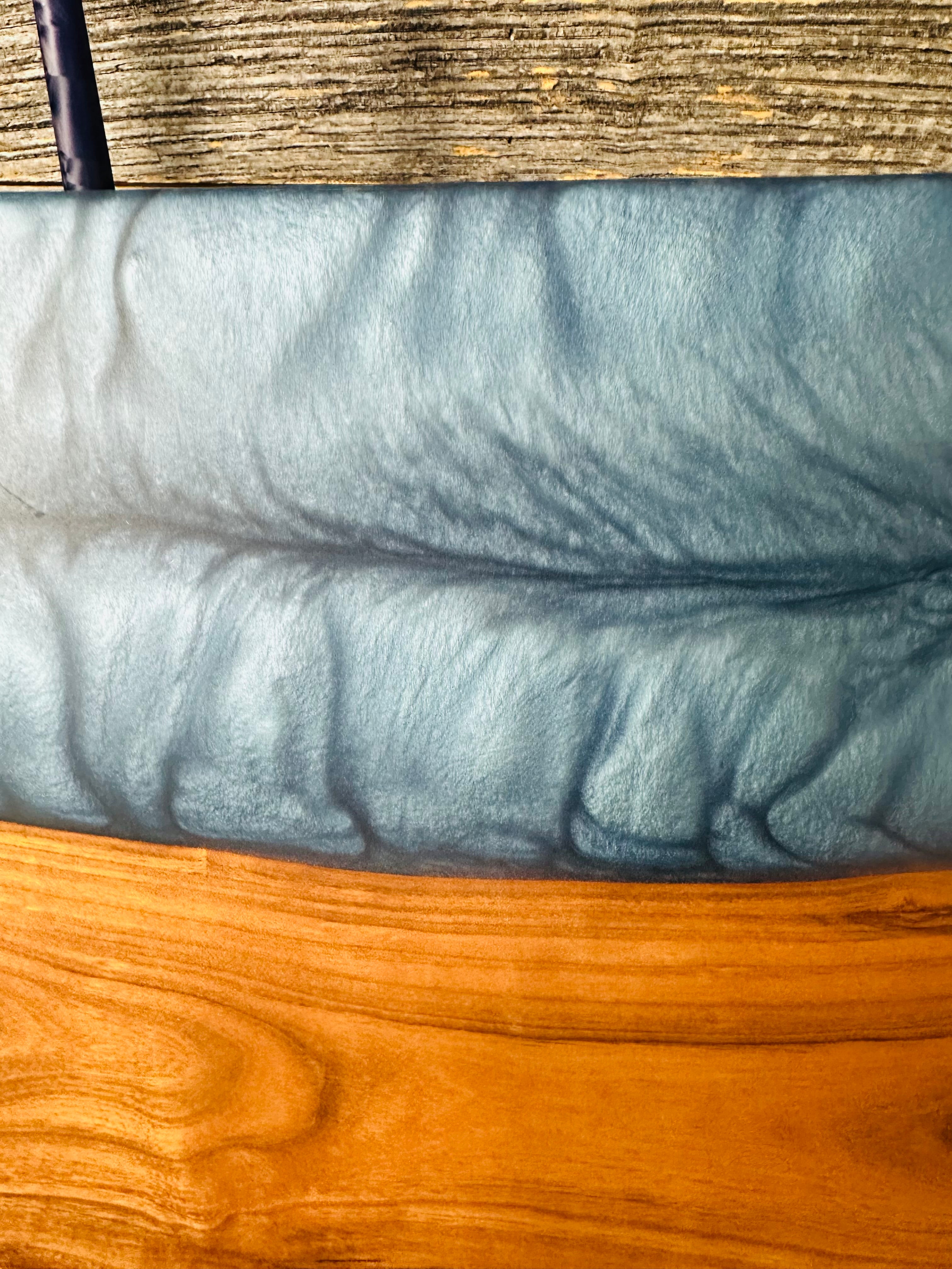 Live Edge Cherry Wood with Shimmering Blue Resin River Charcuterie Board