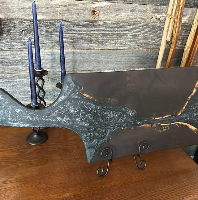 Black Walnut and Metallic Silver Epoxy Resin 